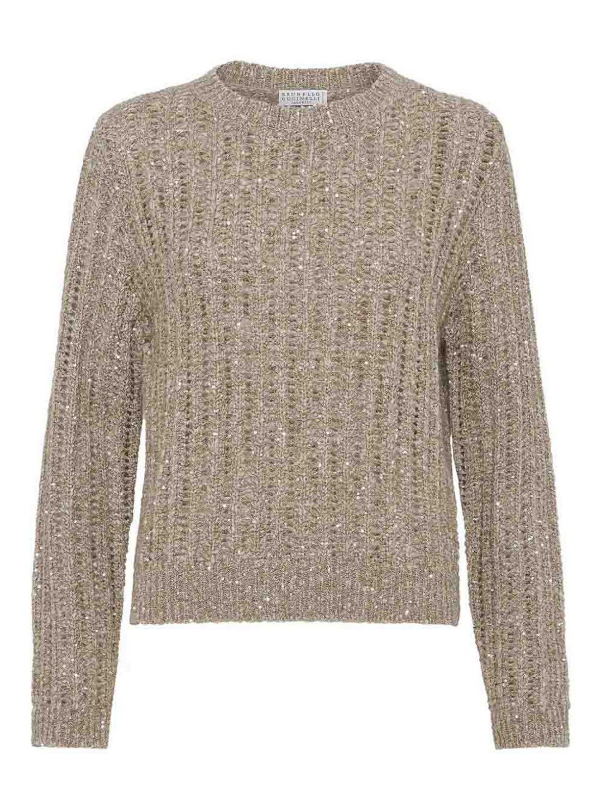 Brunello Cucinelli Sequin Sweater In Sand