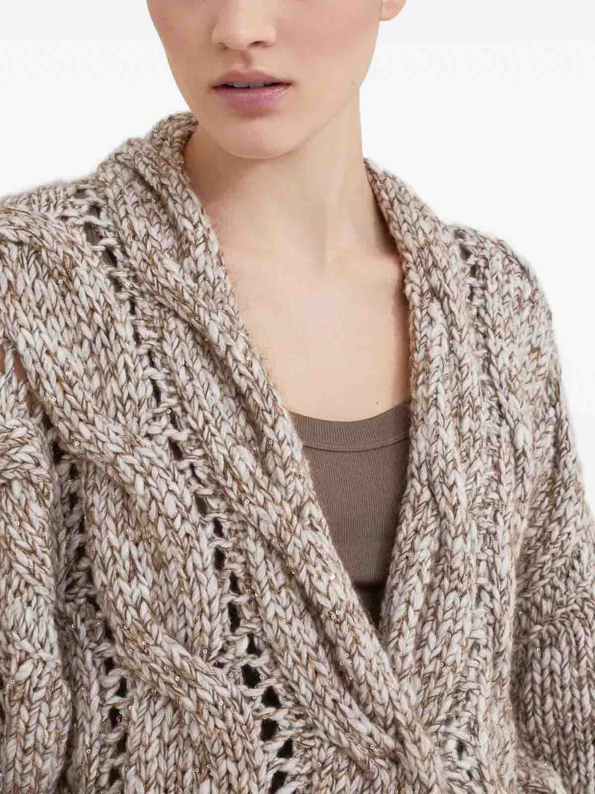 Brunello Cucinelli Chunky Cardigan In Sand