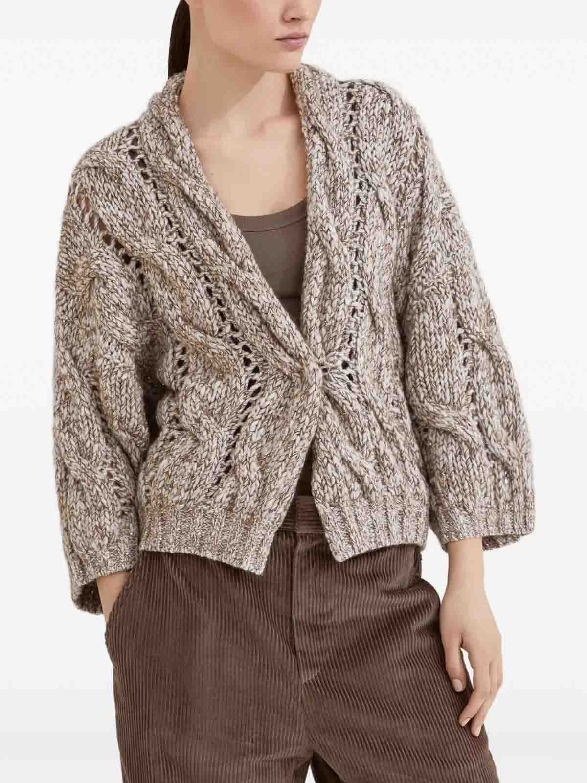 Brunello Cucinelli Chunky Cardigan In Sand