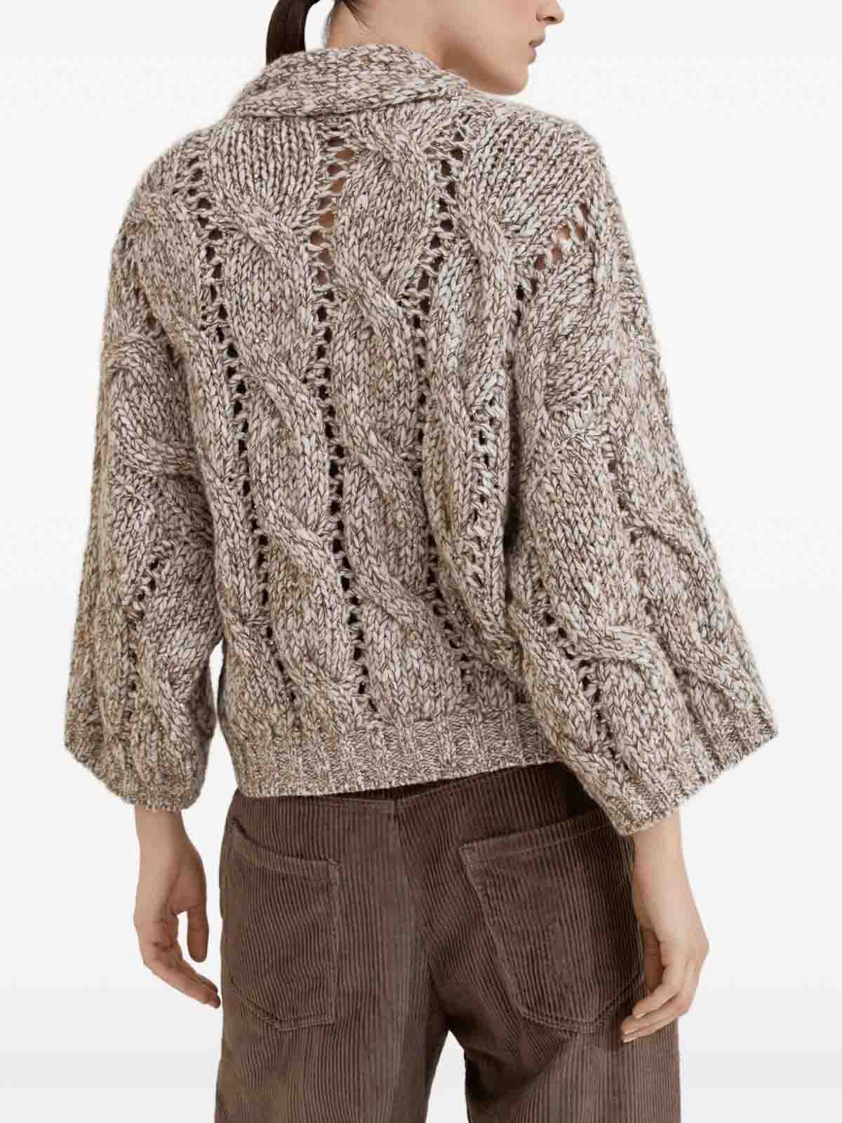 Brunello Cucinelli Chunky Cardigan In Sand