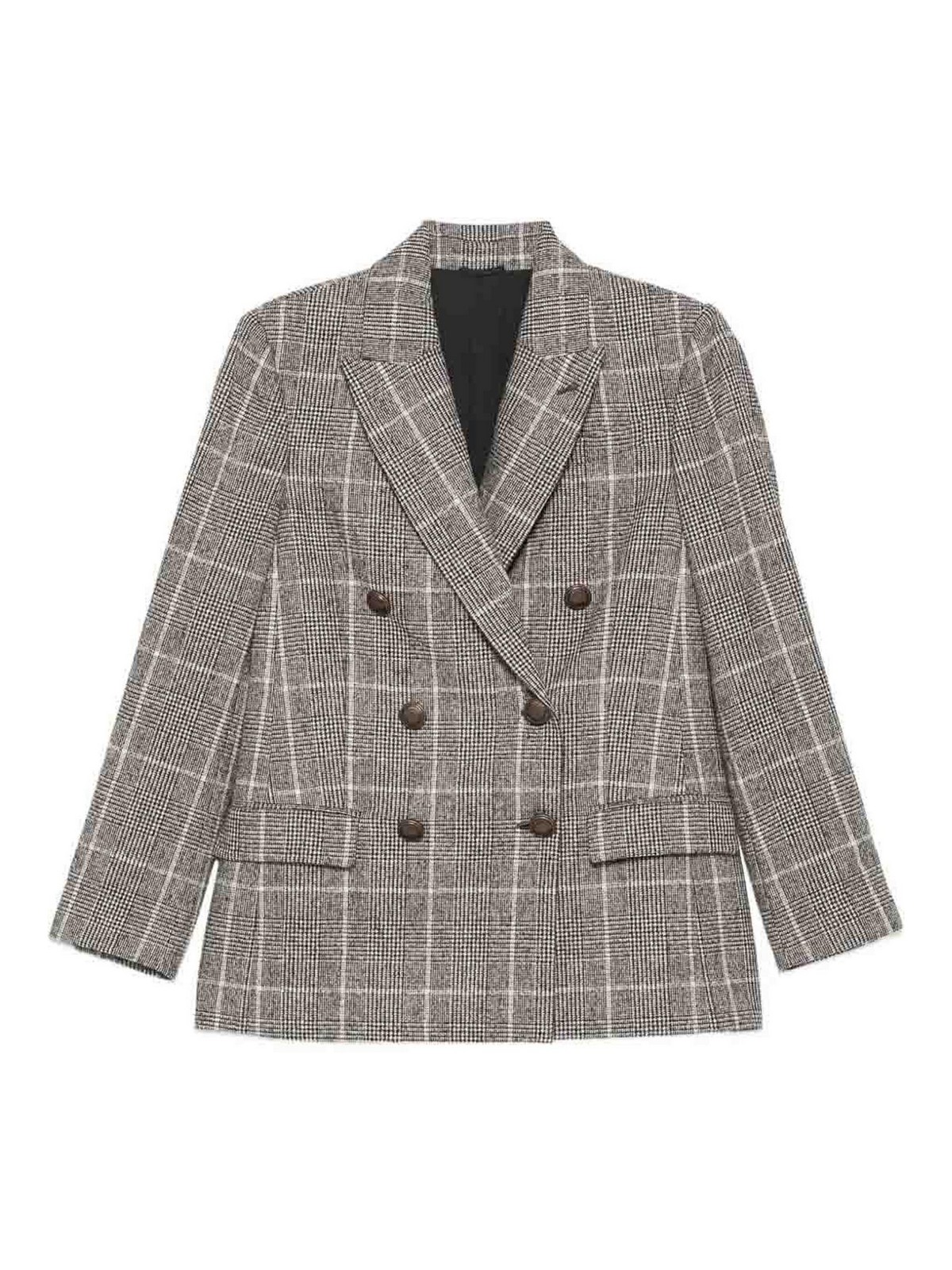 Brunello Cucinelli Check Blazer In Brown
