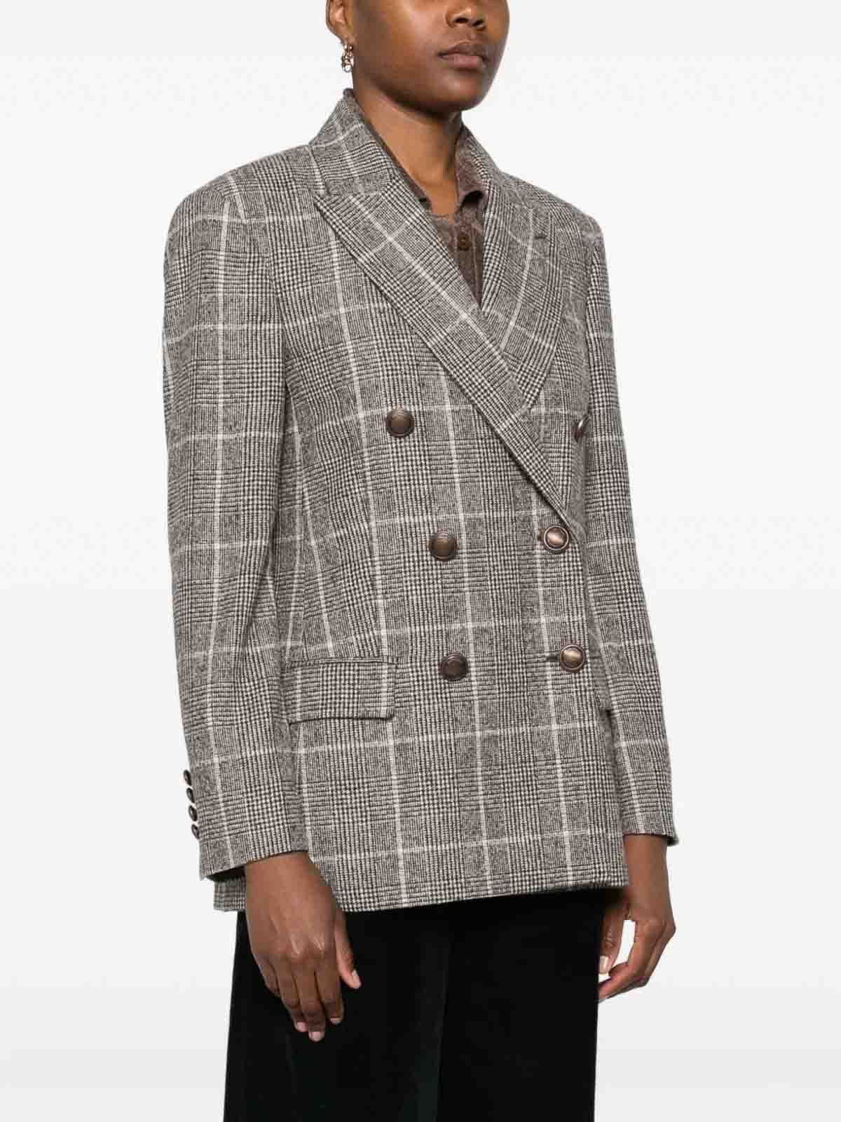 Brunello Cucinelli Check Blazer In Brown
