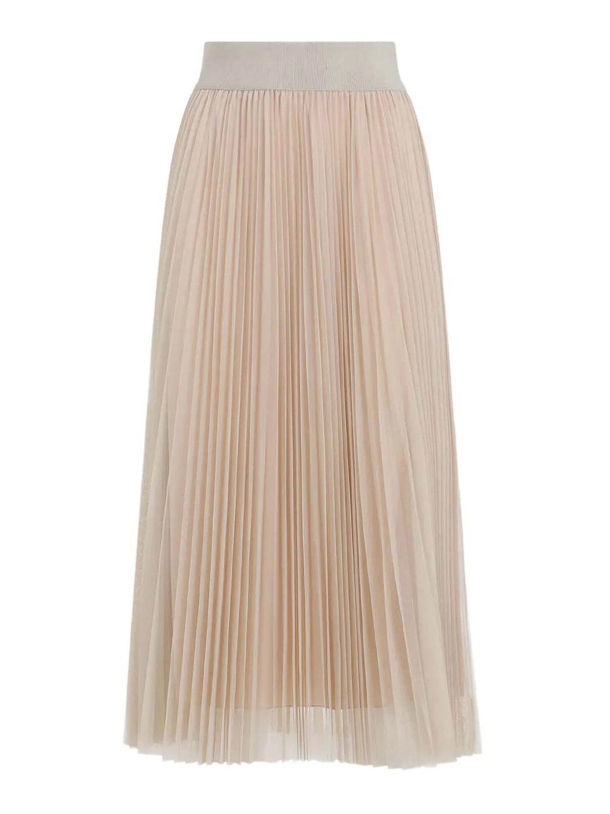 Fabiana Filippi Flowing Pleated Maxi Skirt With Elastic Waistband In Sand