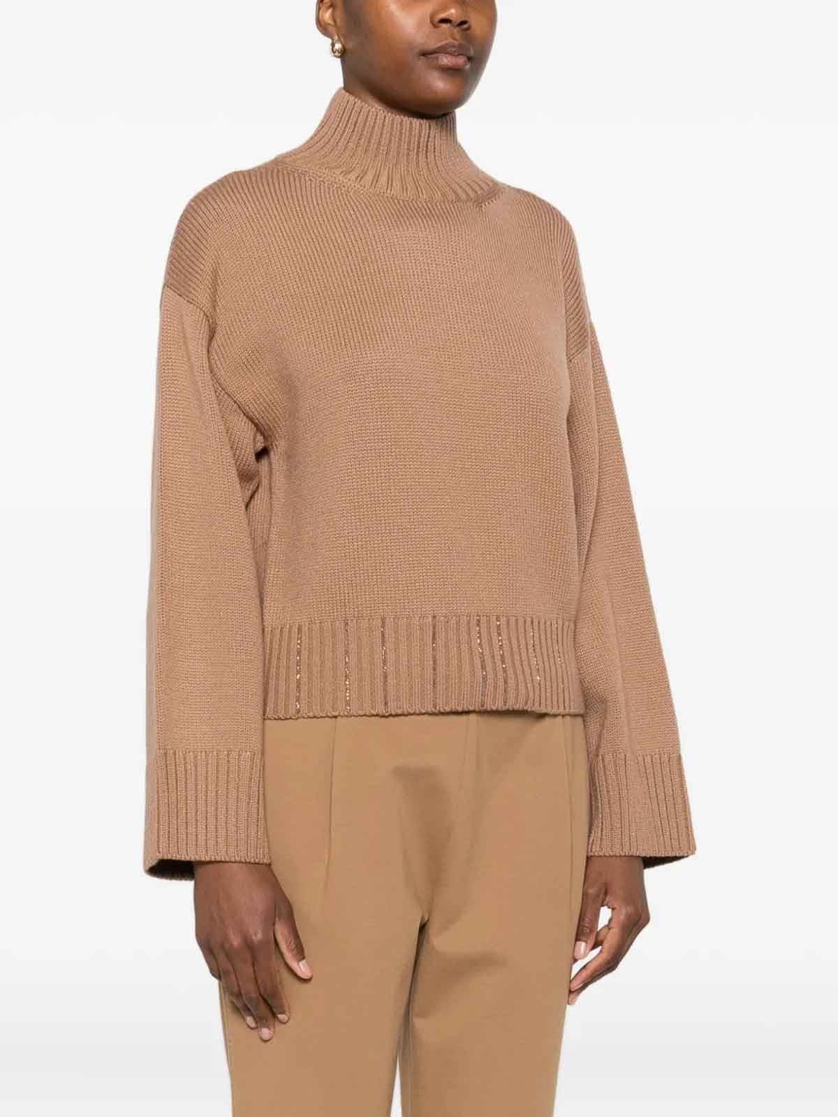 Fabiana Filippi Wool Turtle-neck Jumper In Brown