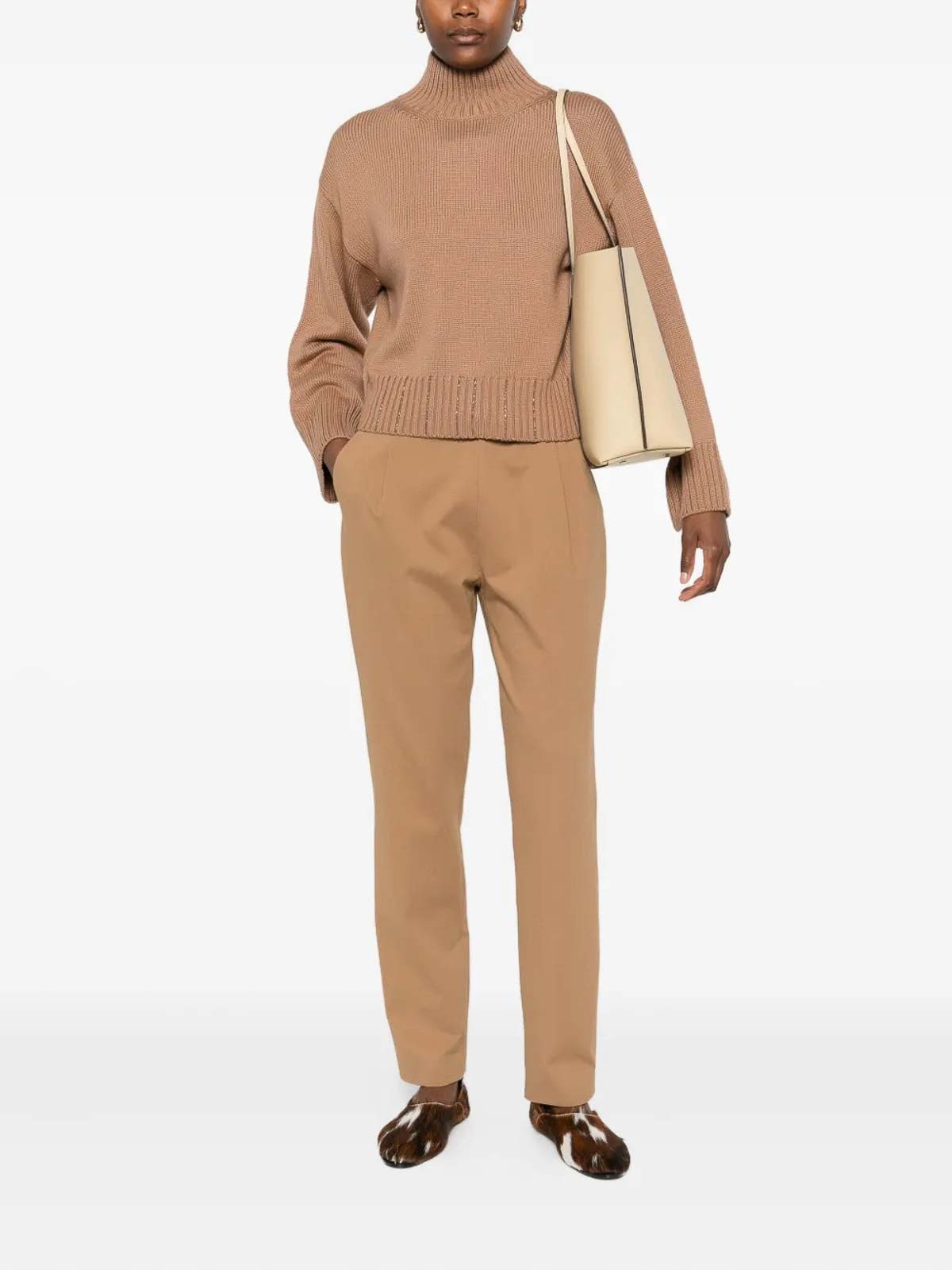 Fabiana Filippi Wool Turtle-neck Jumper In Brown