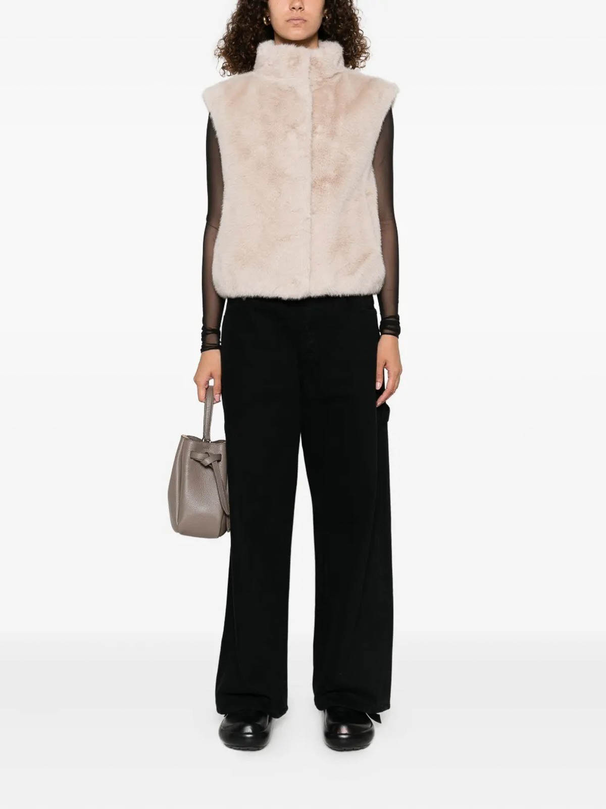 Herno Faux Fur Waist Coat In White