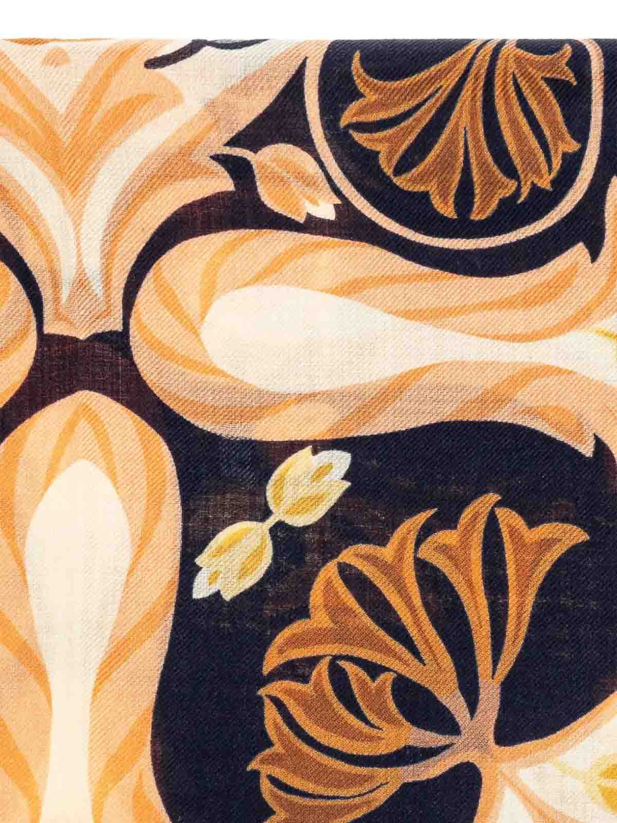 Etro Floral-print Fringed Scarf In Sand