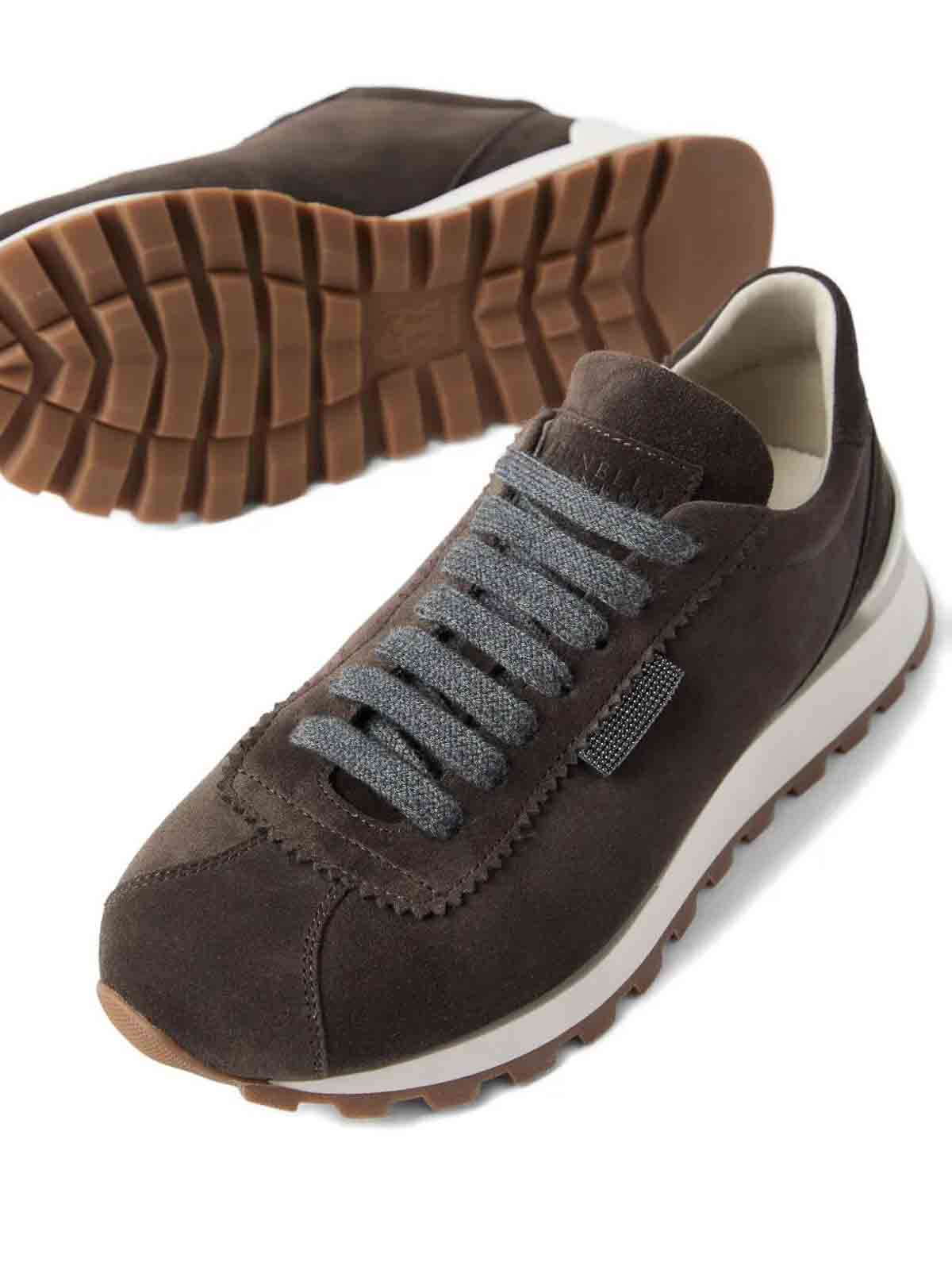 Brunello Cucinelli Suede Sneakers In Brown