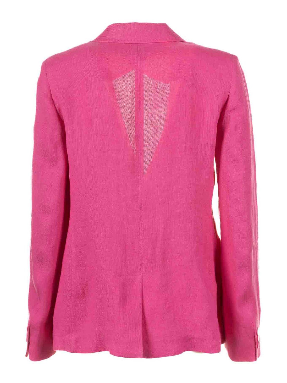 Weekend Max Mara Fuxia Single -breasted Blazer In Linen In Pink