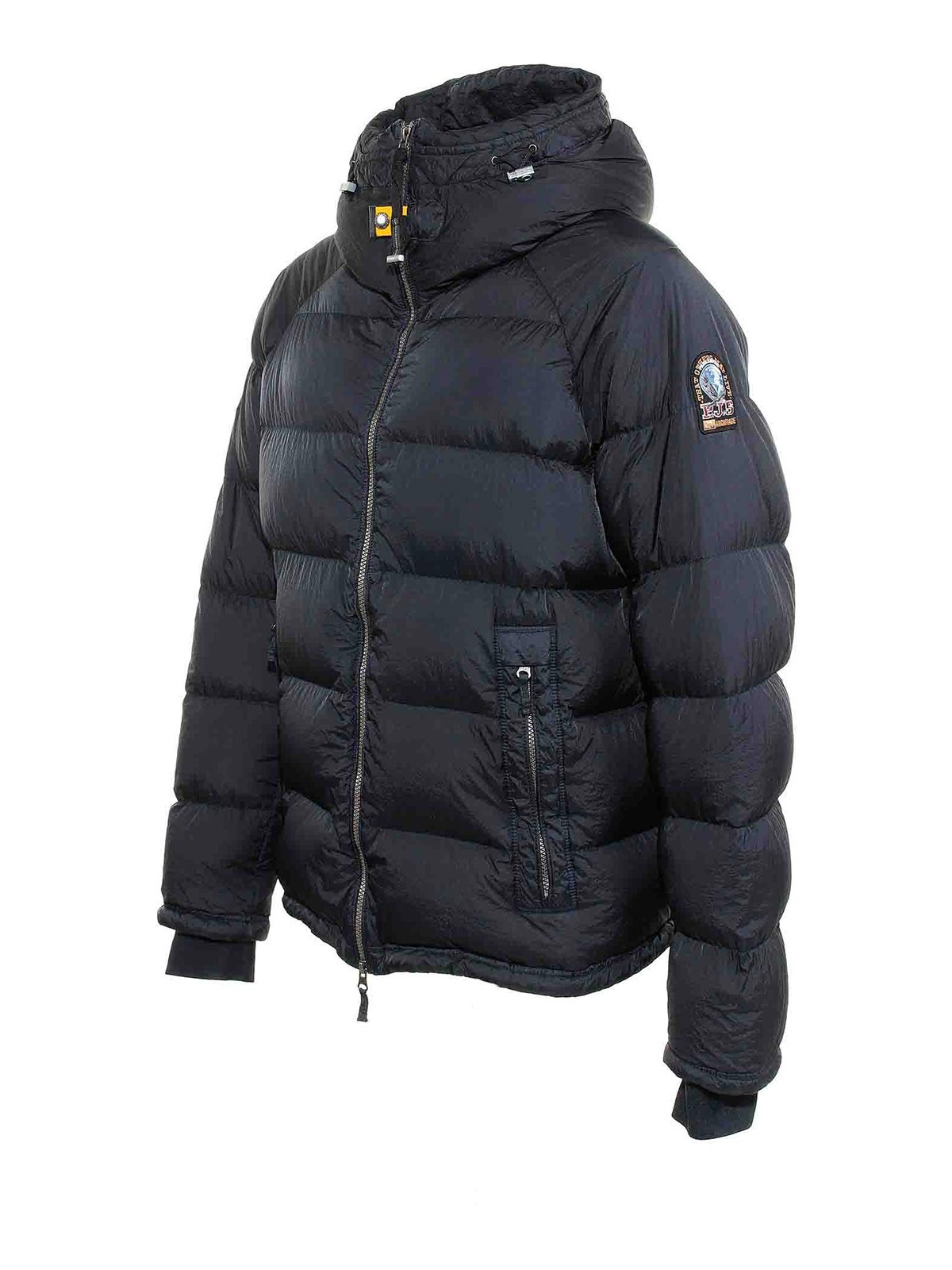Parajumpers Northon Black Down Jacket With Hood And Logo Patch On The Sleeve In Tech Fabric Man In Black