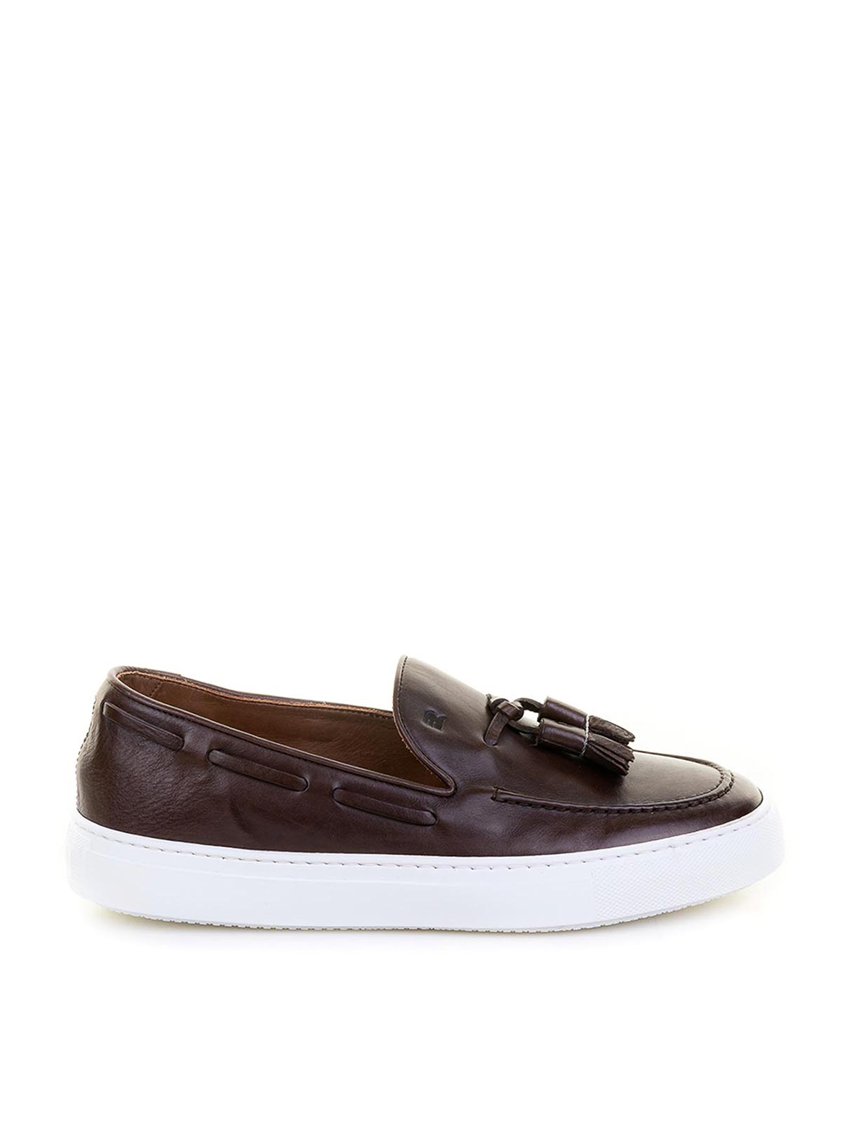 Fratelli Rossetti Leather Moccasin With Tassels And Contrasting Sole In Red