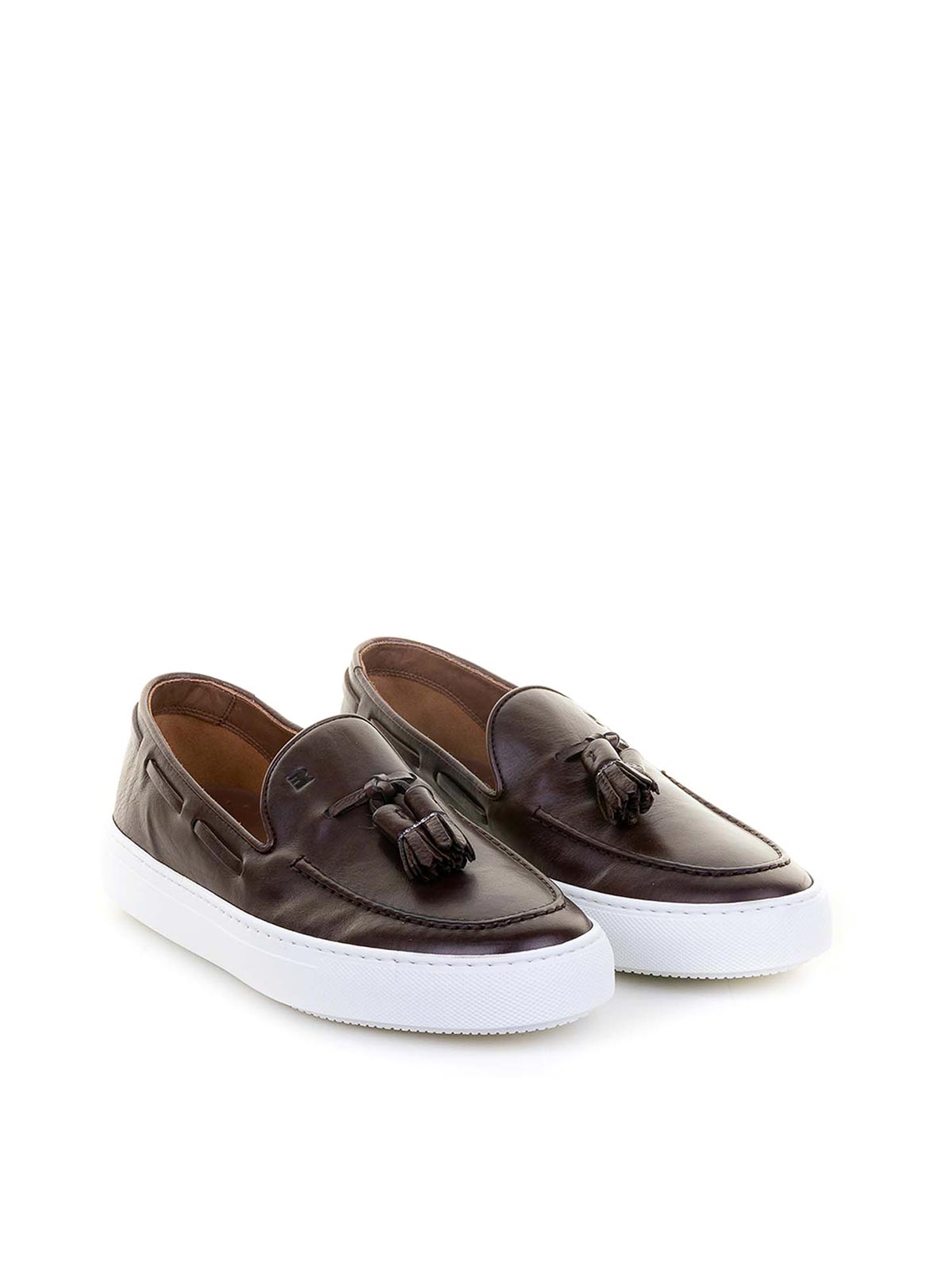 Fratelli Rossetti Leather Moccasin With Tassels And Contrasting Sole In Red