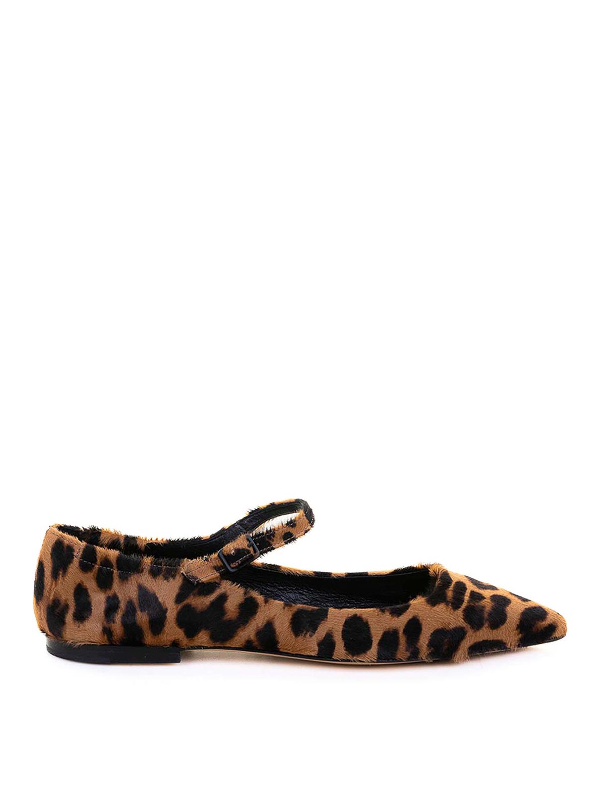Pomme D'or Pomme Dor Leopard Ballerina With Strap In Brown