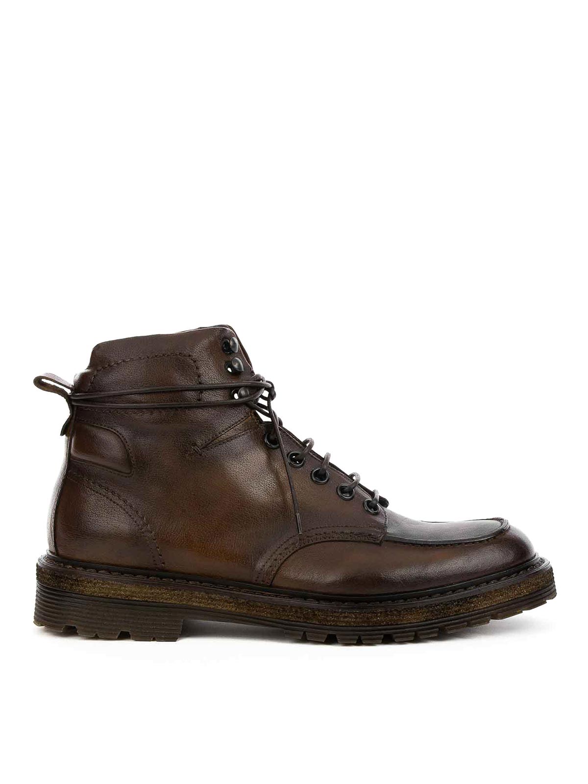 Corvari Leather Mahogany Boot With Laces In Red