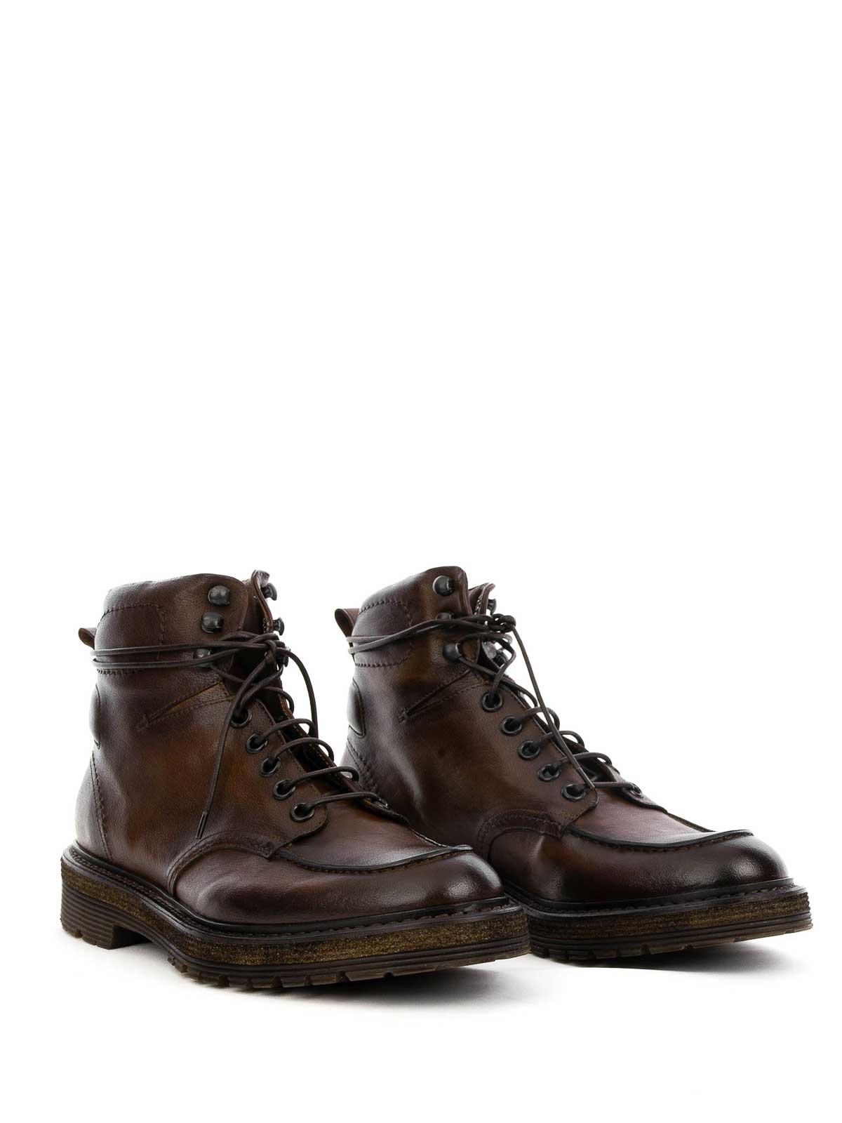 Corvari Leather Mahogany Boot With Laces In Red