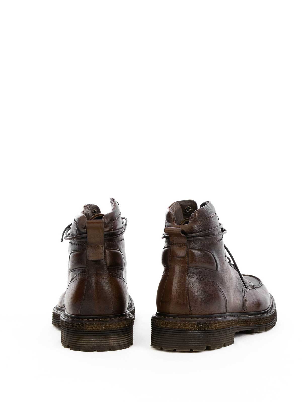 Corvari Leather Mahogany Boot With Laces In Red