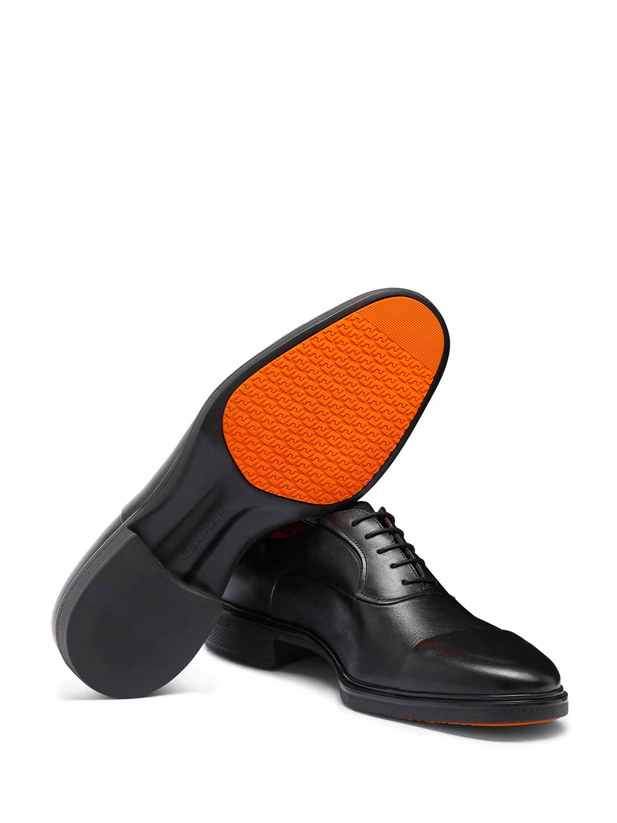 Santoni French Leather And Rubber Background In Black