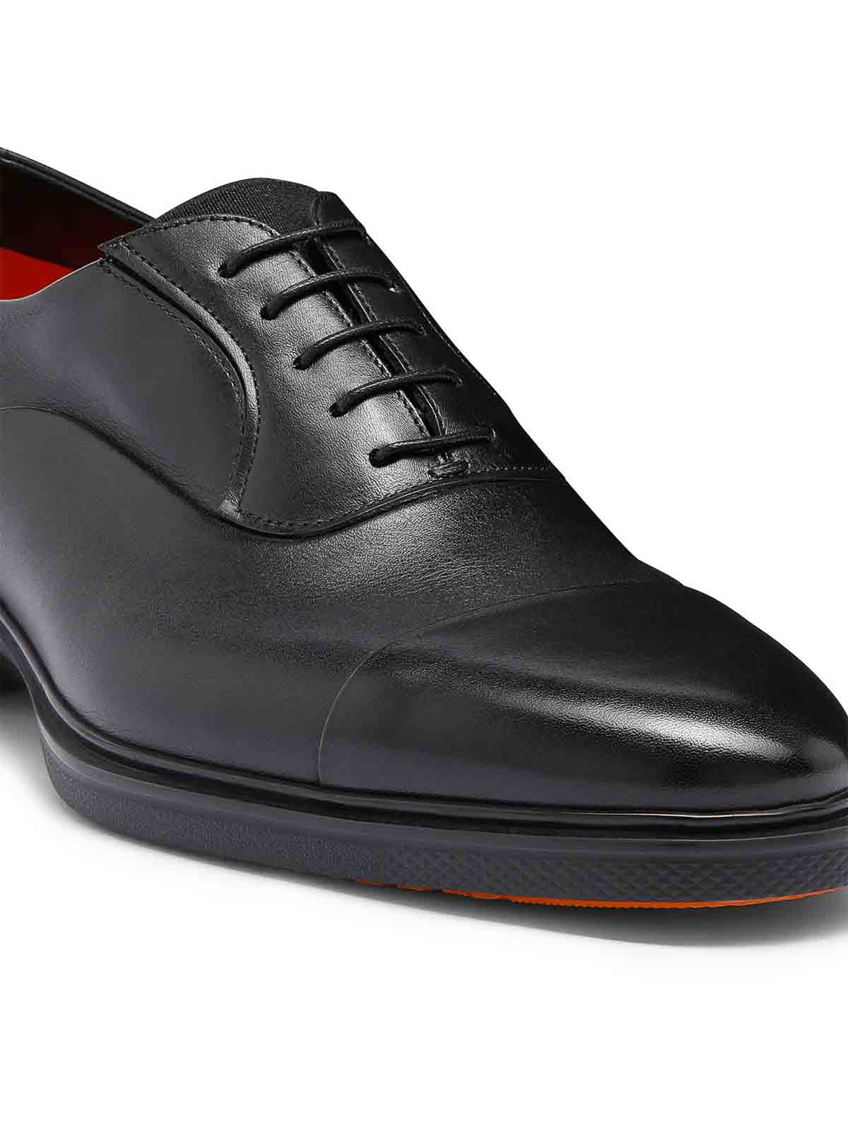Santoni French Leather And Rubber Background In Black