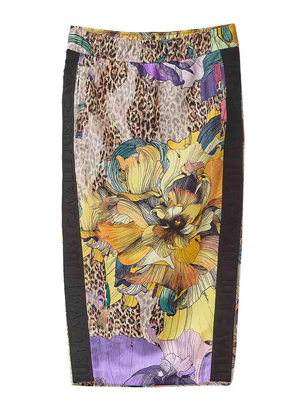 Just Cavalli Flower Print Skirt In Multi