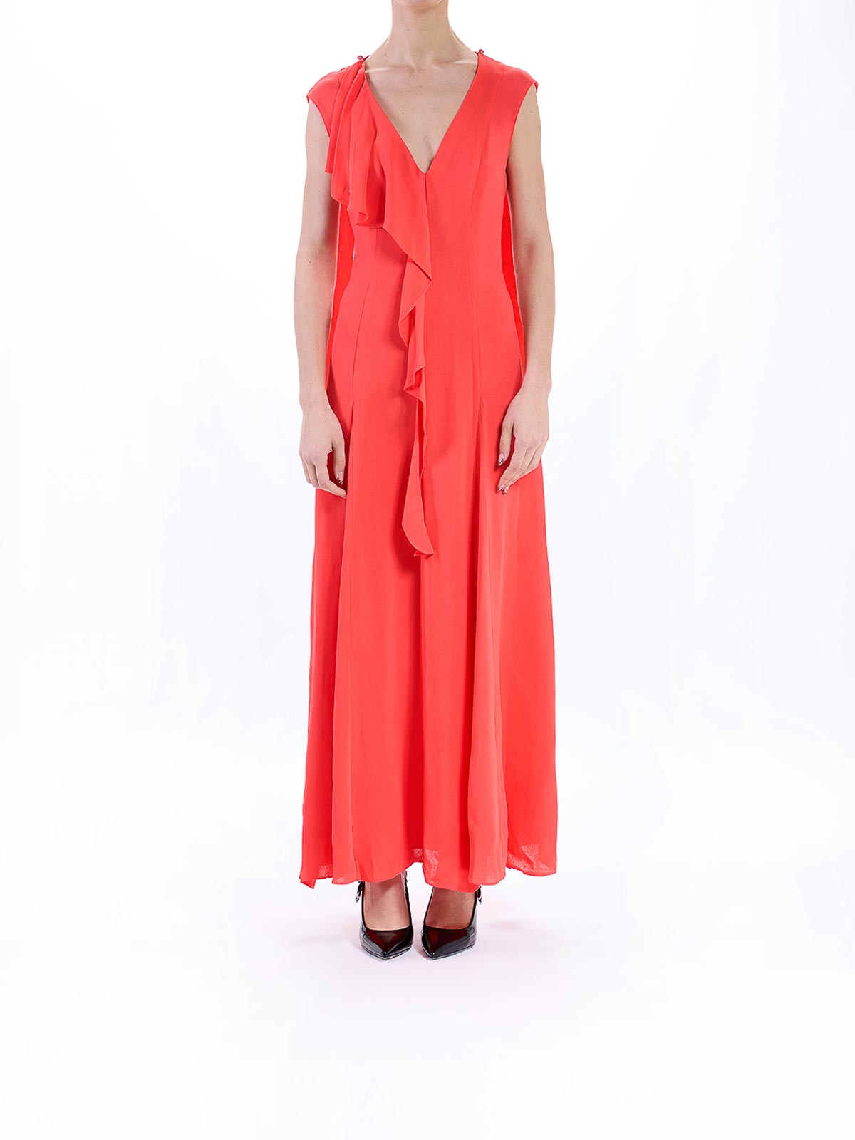 Karl Lagerfeld Ruffled Gown In Red