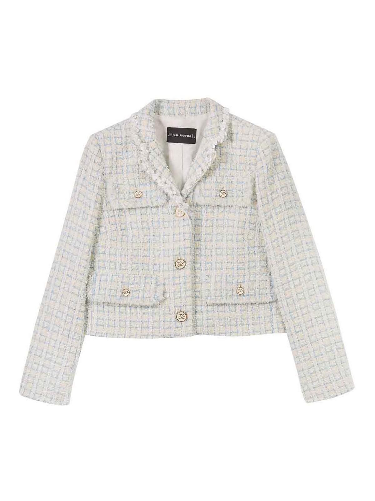 Karl Lagerfeld Short Twill Cotton Jacket In White