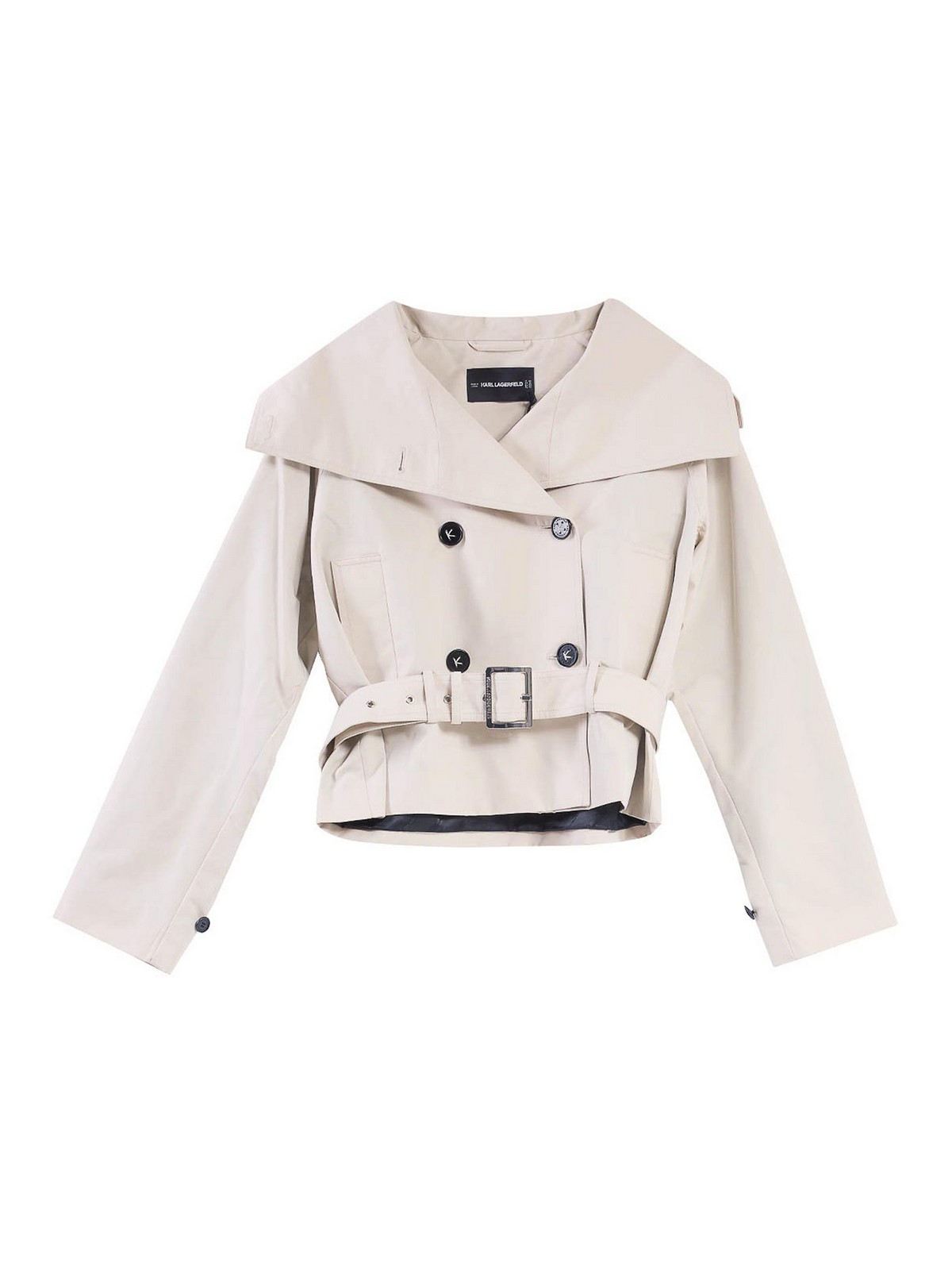 Karl Lagerfeld Short Cotton Twill Jacket In Brown