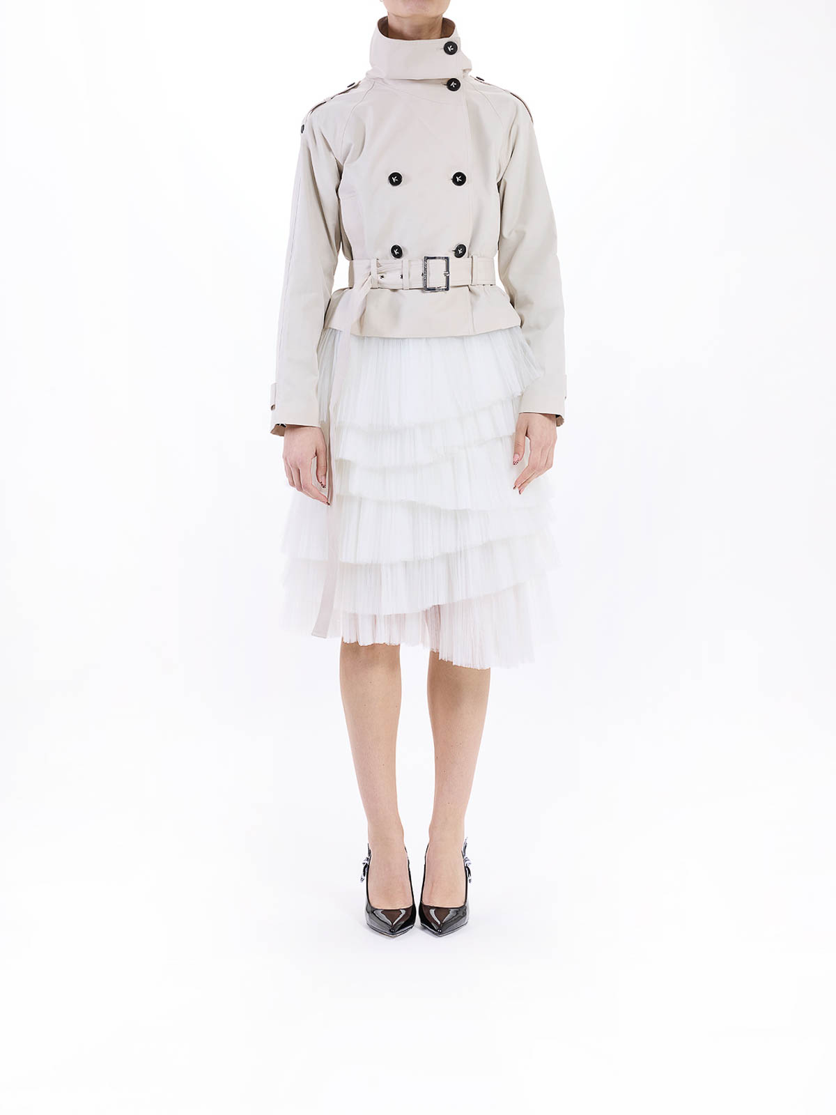 Karl Lagerfeld Short Cotton Twill Jacket In Brown