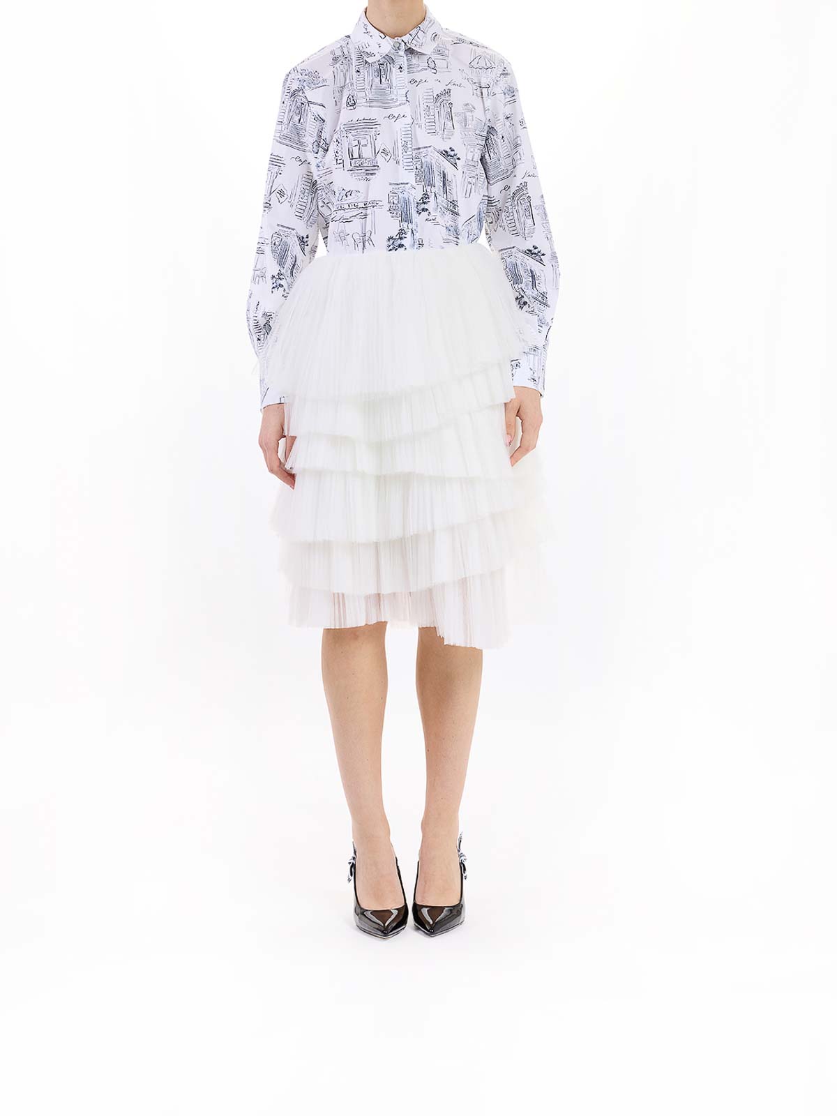 Karl Lagerfeld Karl Studio Tulle Skirt In White