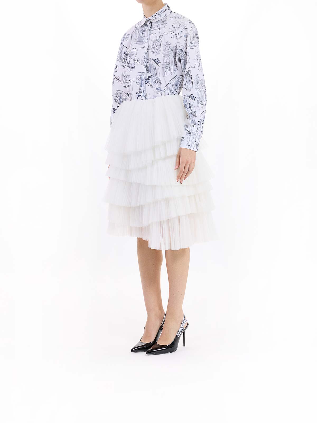 Karl Lagerfeld Karl Studio Tulle Skirt In White