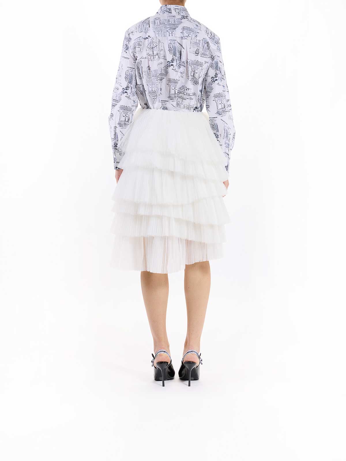 Karl Lagerfeld Karl Studio Tulle Skirt In White