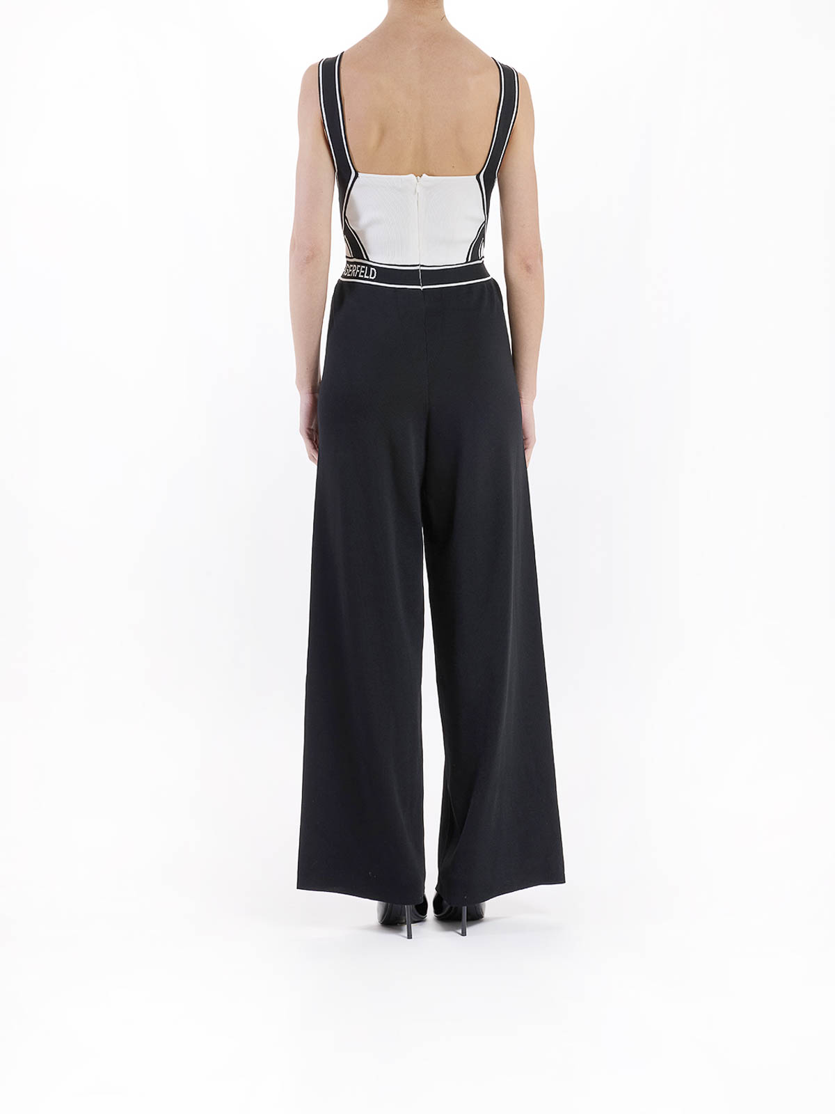 Karl Lagerfeld Knit Logo Jumpsuit In Black