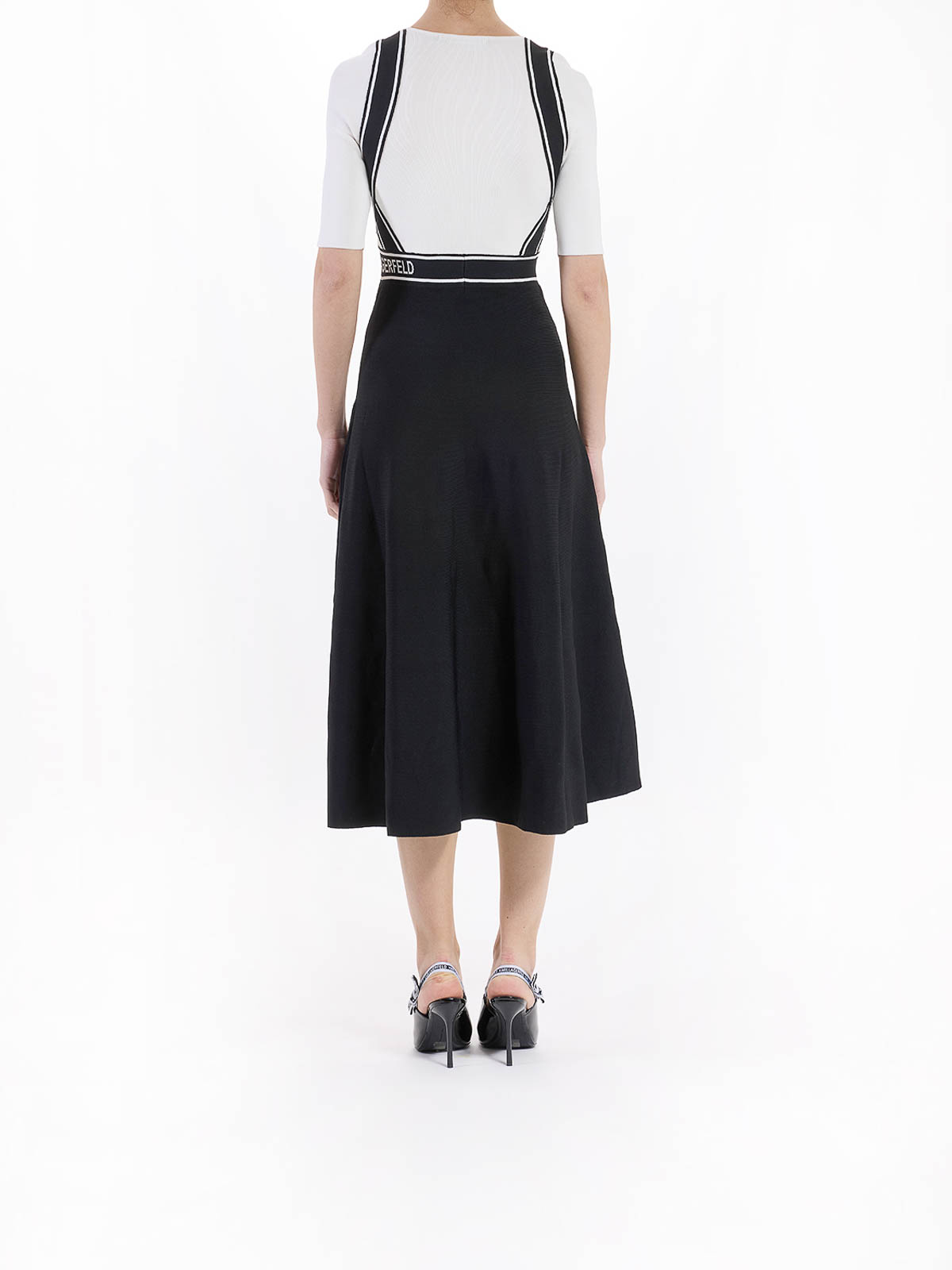 Karl Lagerfeld Knit Logo Short Sleeve Dress In Black