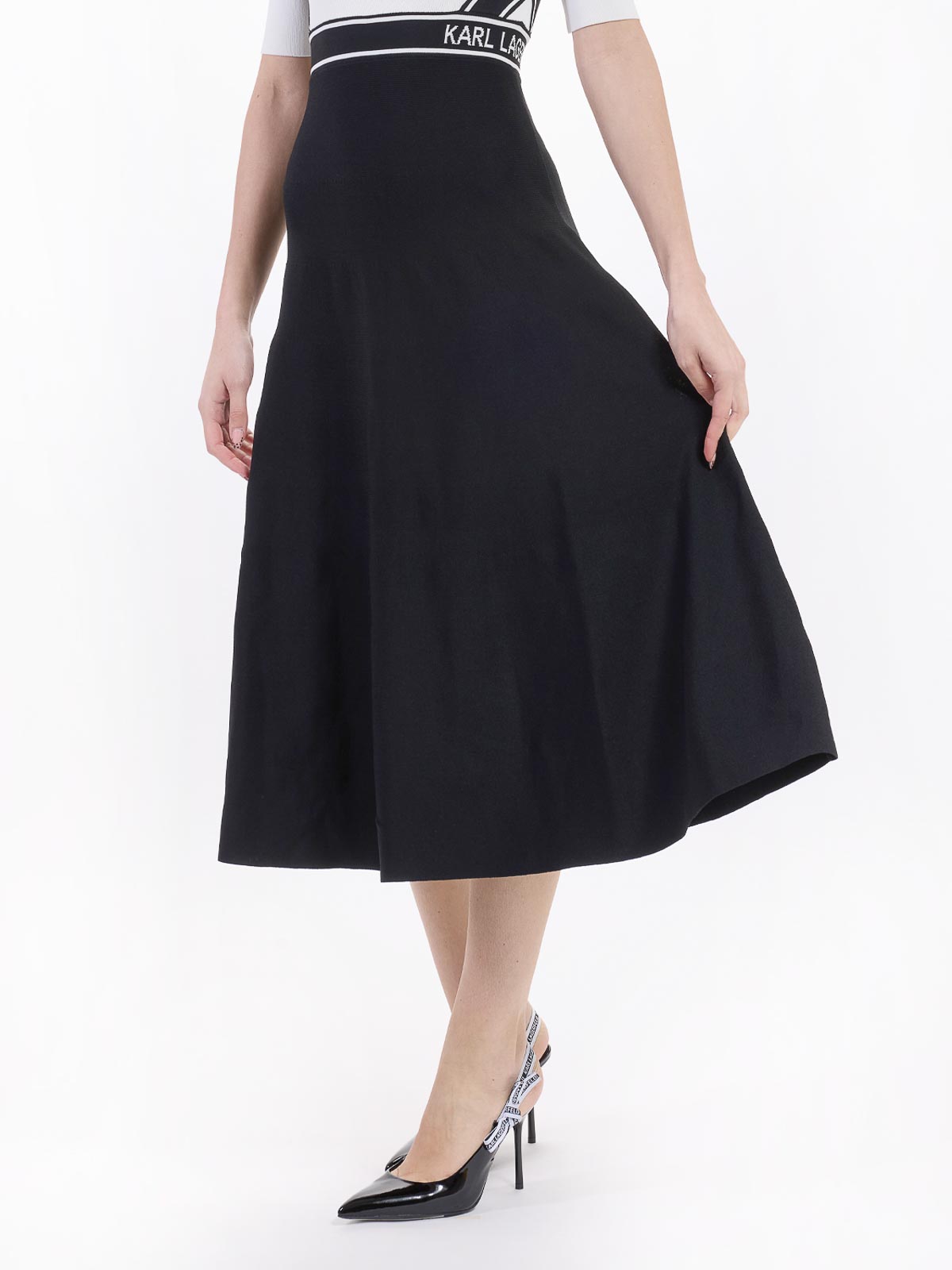 Karl Lagerfeld Knit Logo Short Sleeve Dress In Black