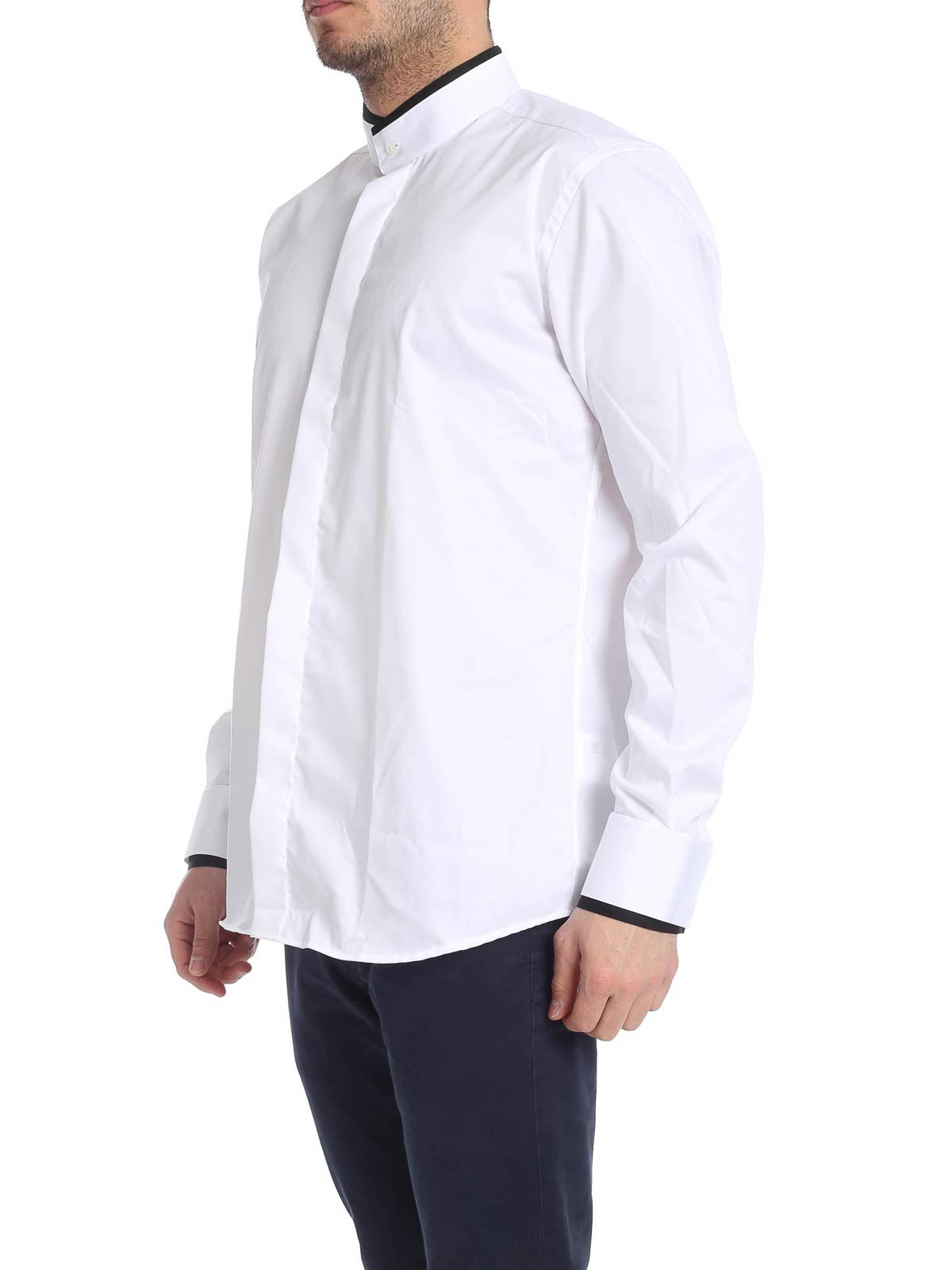 Karl Lagerfeld Double Collar Shirt In White