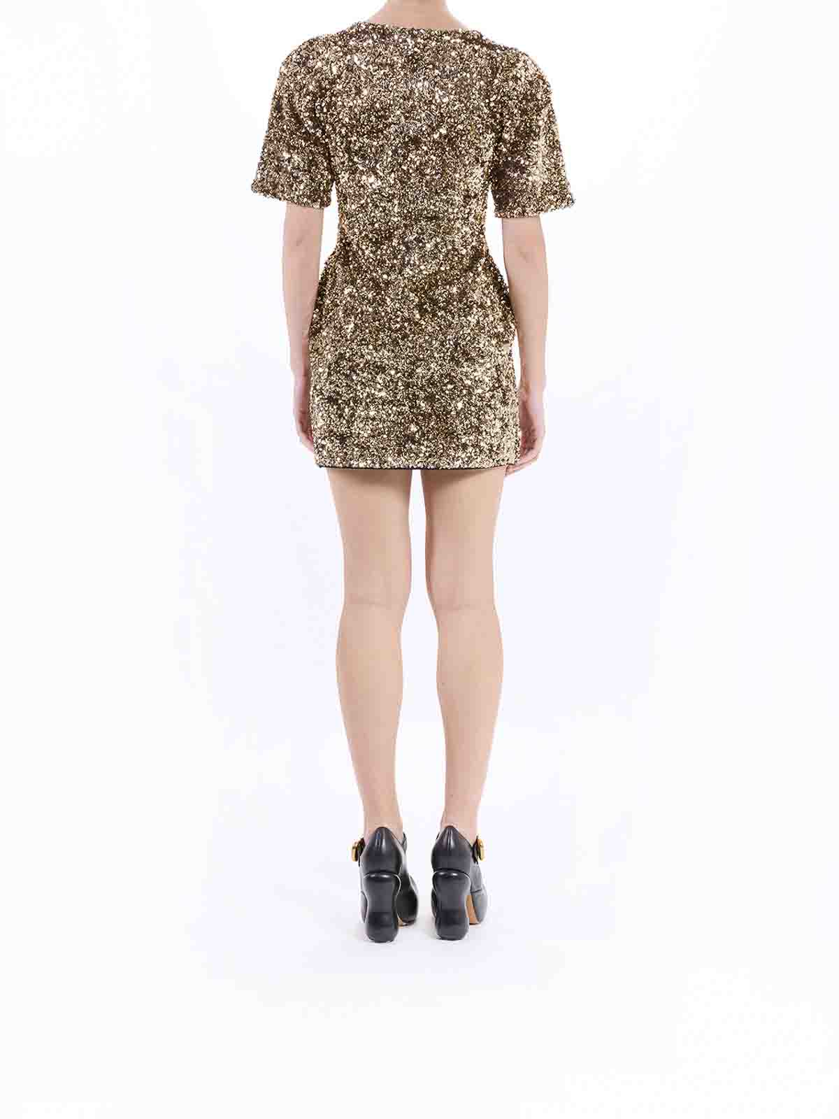 Marc Jacobs Sequin V-neck Knit Dress In Gold