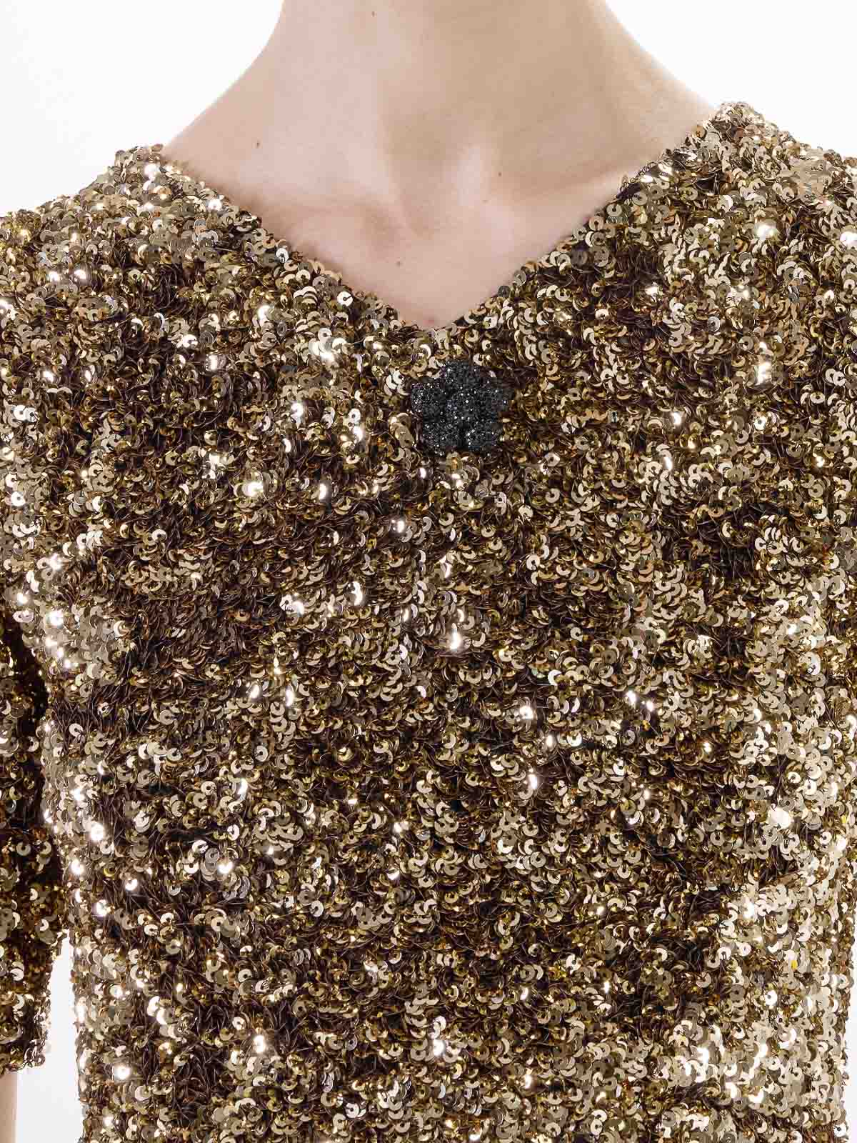 Marc Jacobs Sequin V-neck Knit Dress In Gold