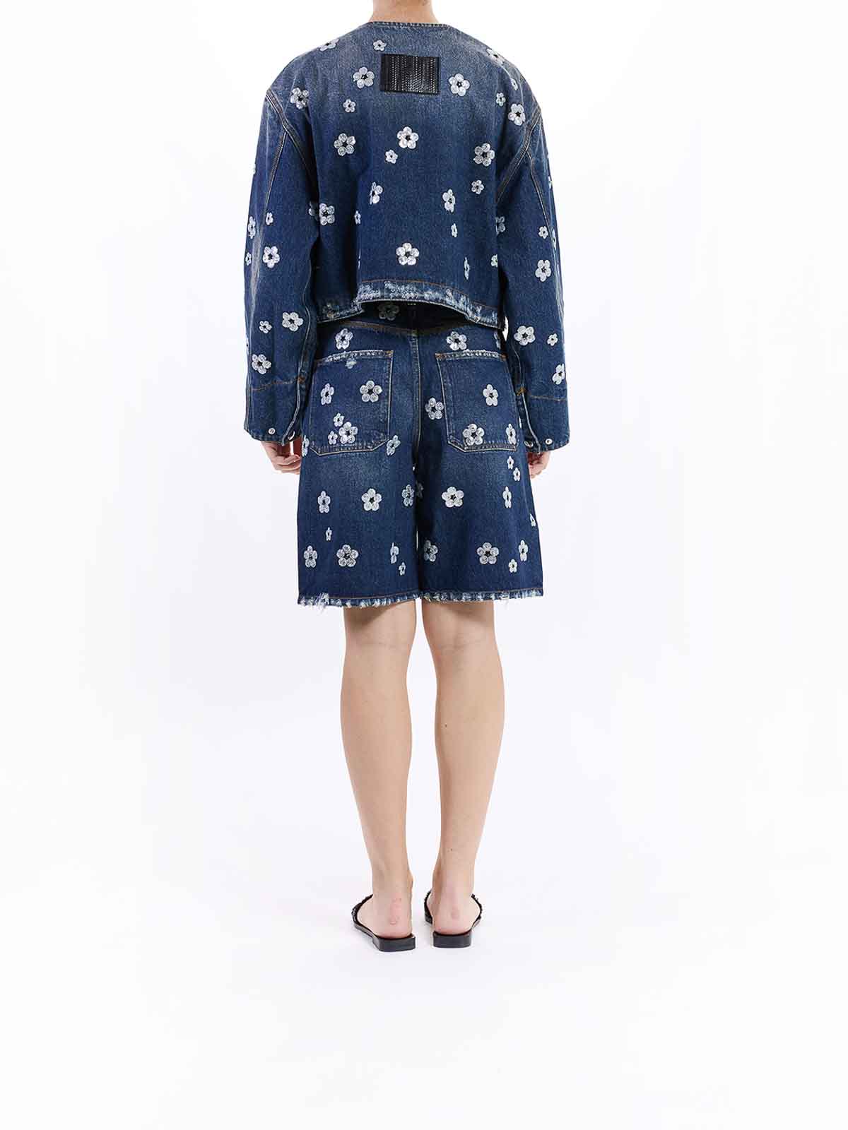 Marc Jacobs Sequin Daisy Cropped Jacket In Blue
