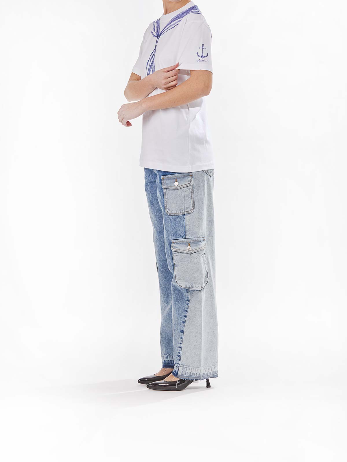 Moschino T-shirt In Interlock Di Cotone Con Stampa In White
