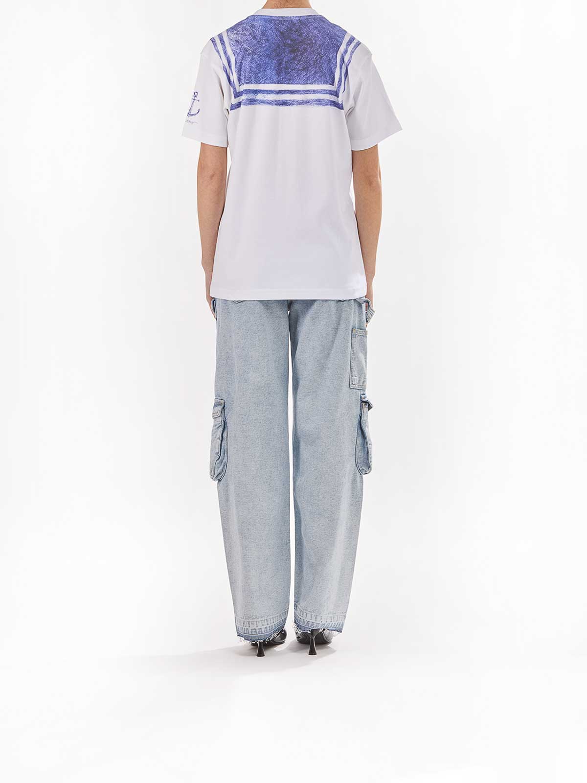 Moschino T-shirt In Interlock Di Cotone Con Stampa In White