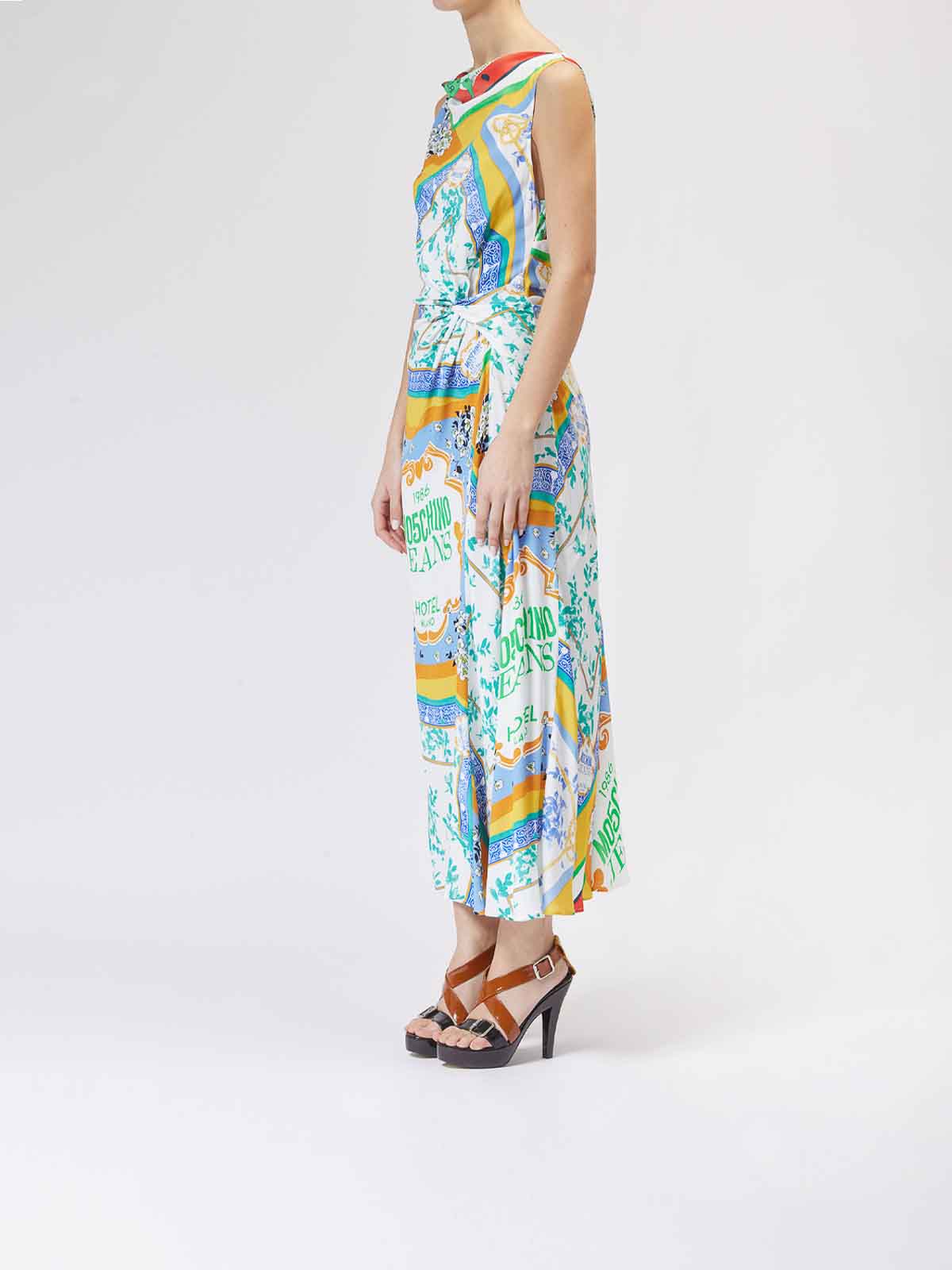 Moschino Midi Dress Foulard Printing In Multi