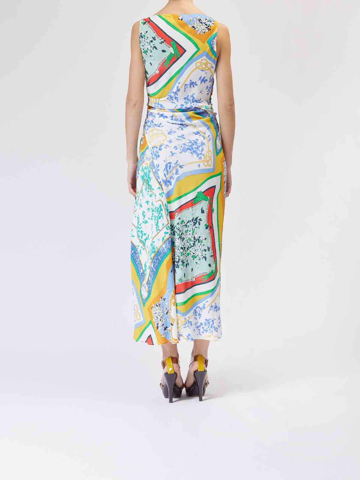 Moschino Midi Dress Foulard Printing In Multi