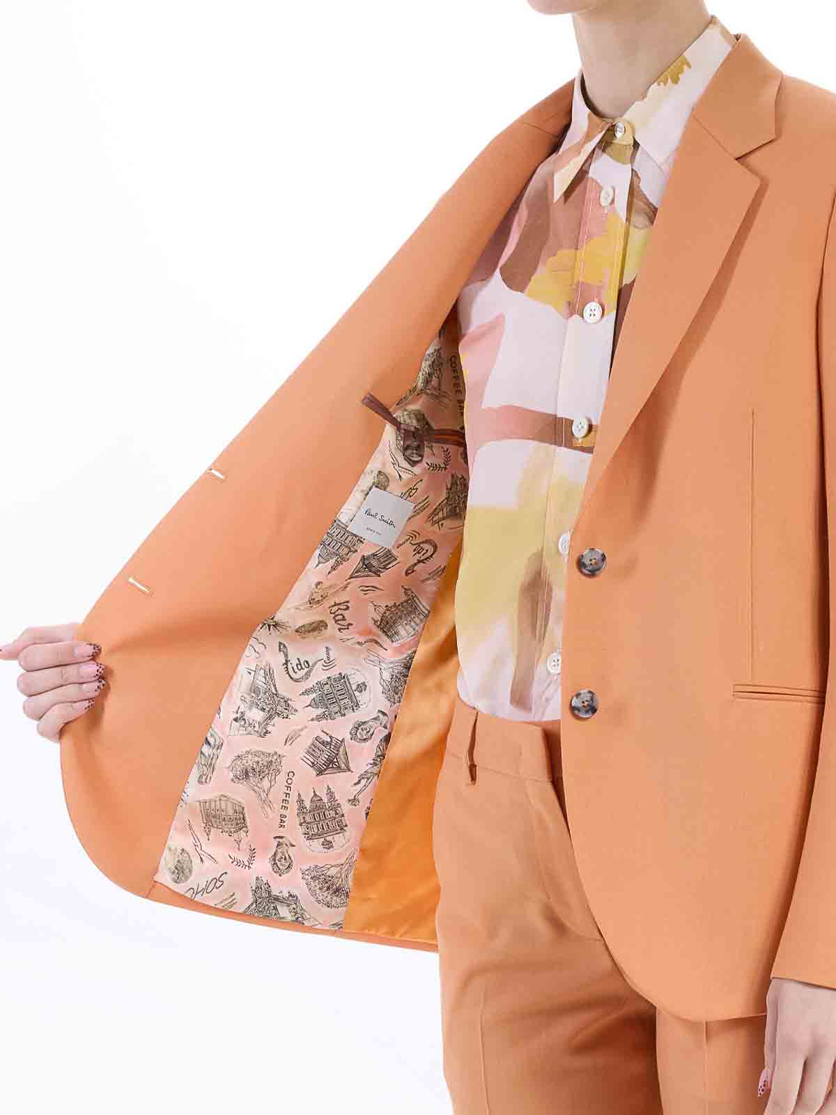 Paul Smith Jacket Two Buttons Fresh Wool In Orange