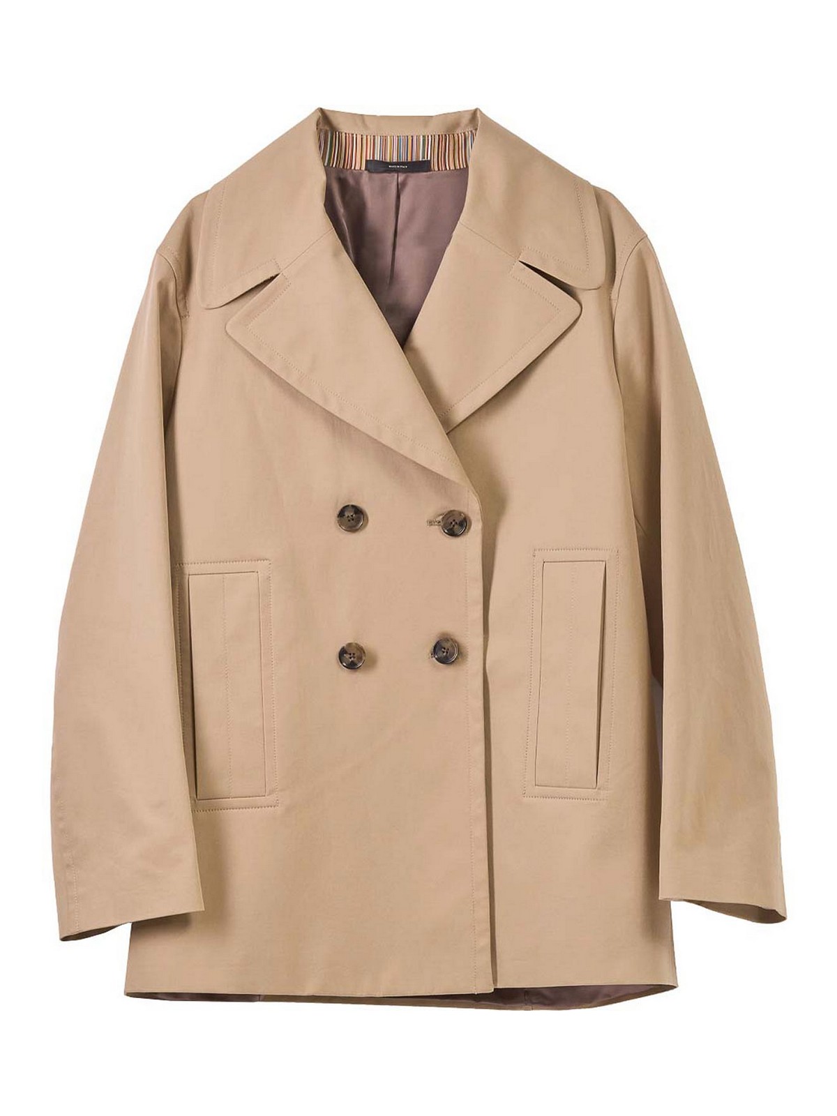 Paul Smith Double -breasted Cotton Twill In Brown