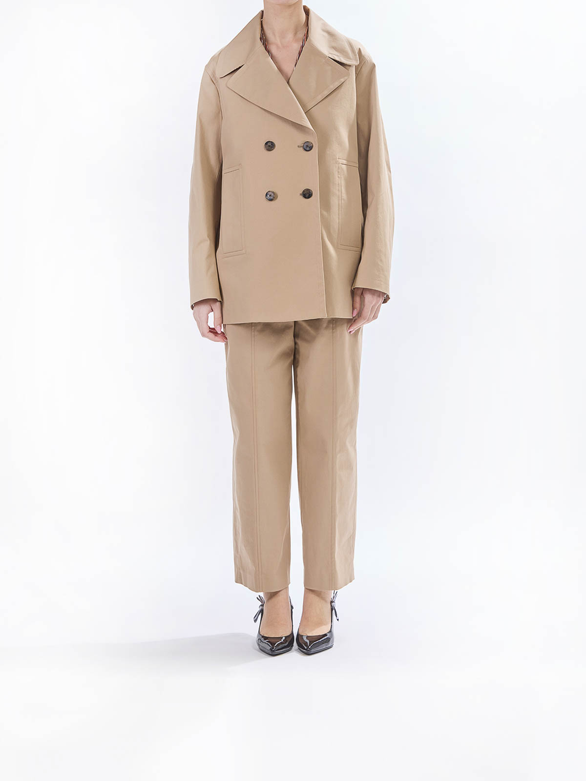 Paul Smith Double -breasted Cotton Twill In Brown