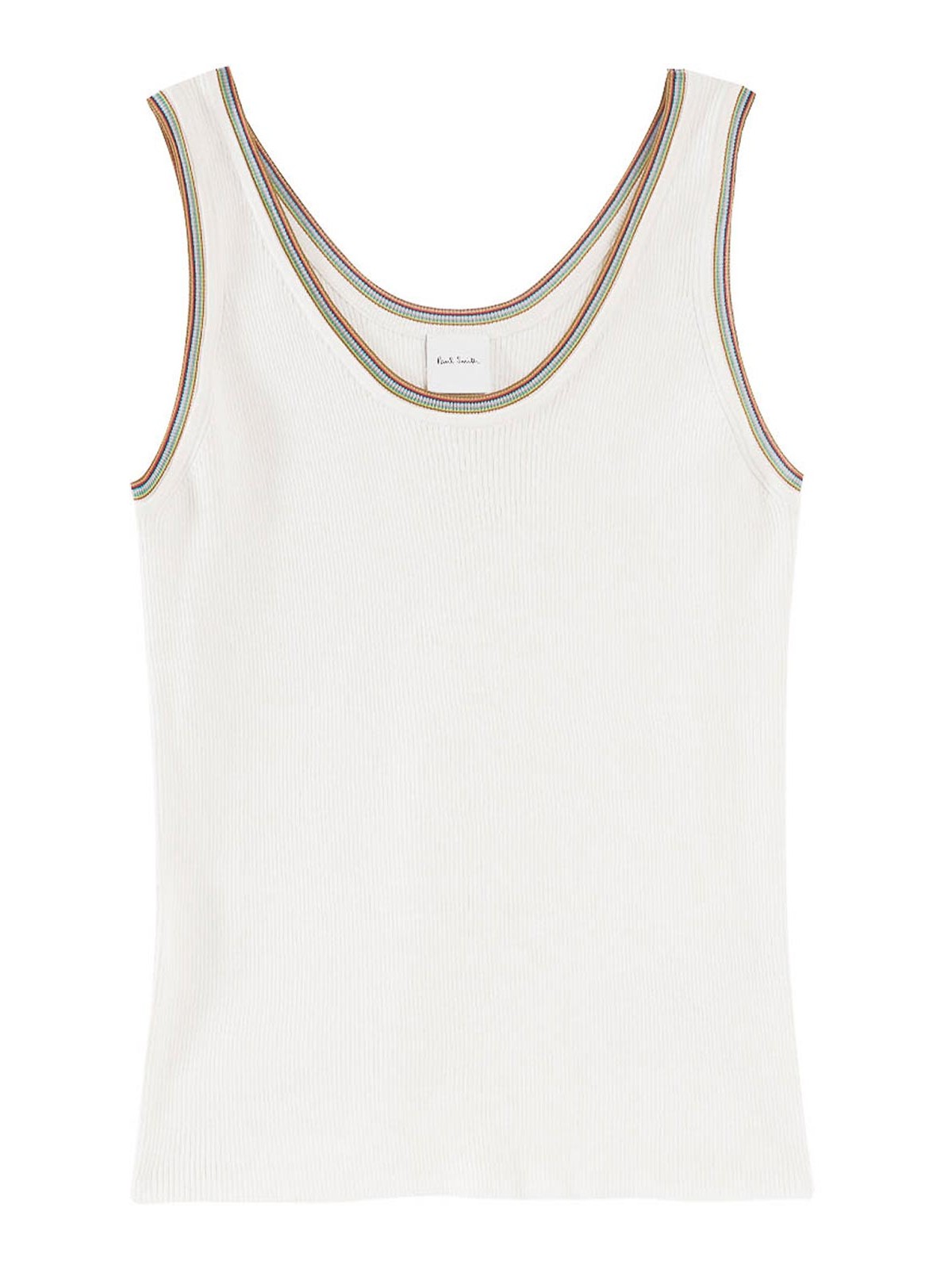 Paul Smith Top In Maglia Bordo Riga Ps In White