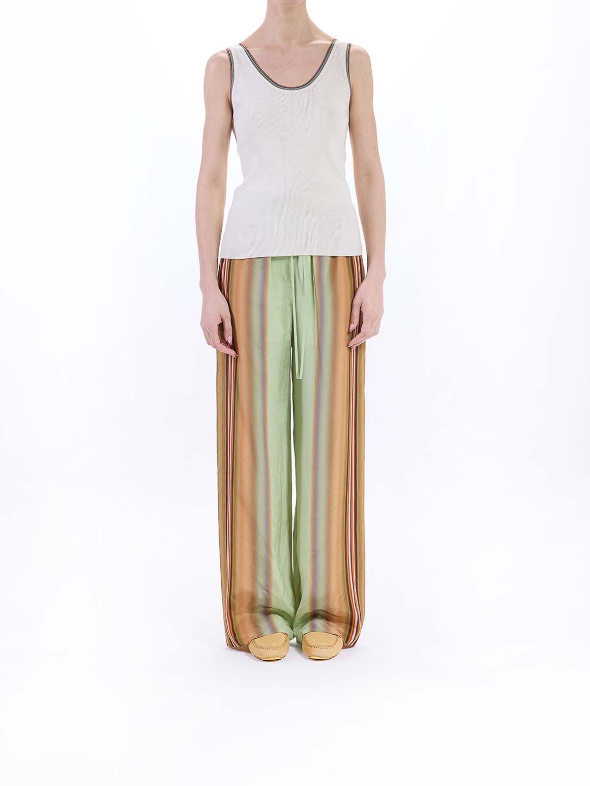 Paul Smith Top In Maglia Bordo Riga Ps In White
