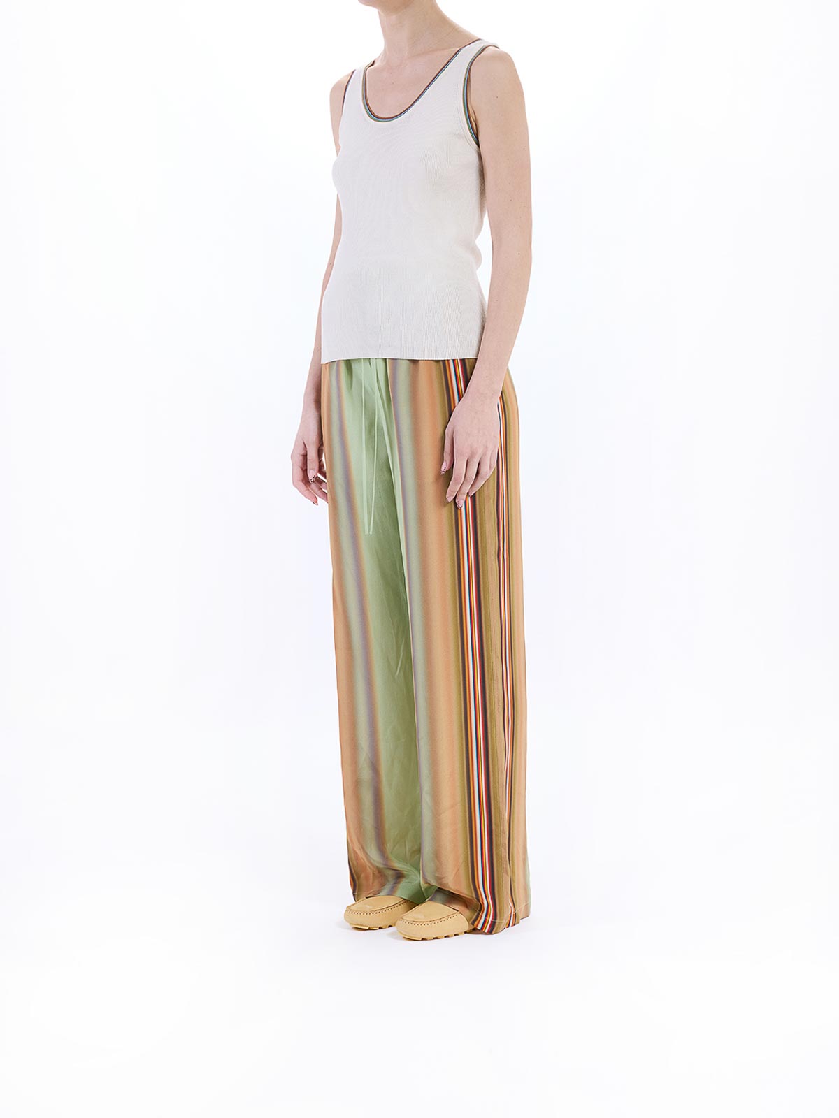 Paul Smith Top In Maglia Bordo Riga Ps In White