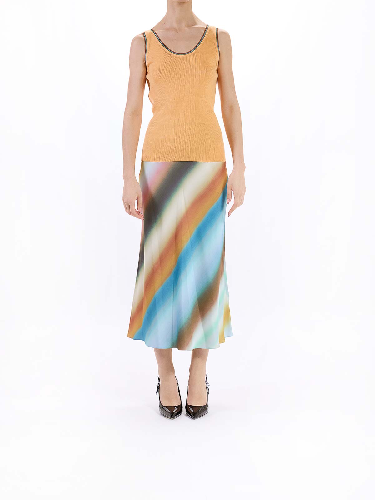 Paul Smith Top In Maglia Bordo Riga Ps In Orange