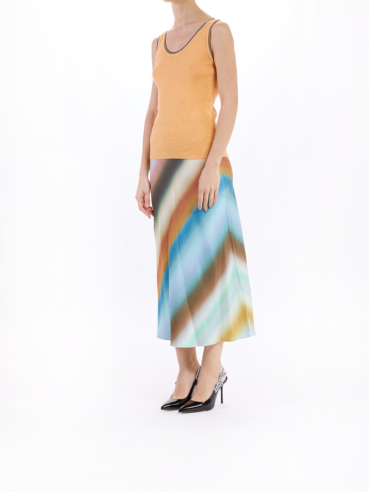 Paul Smith Top In Maglia Bordo Riga Ps In Orange