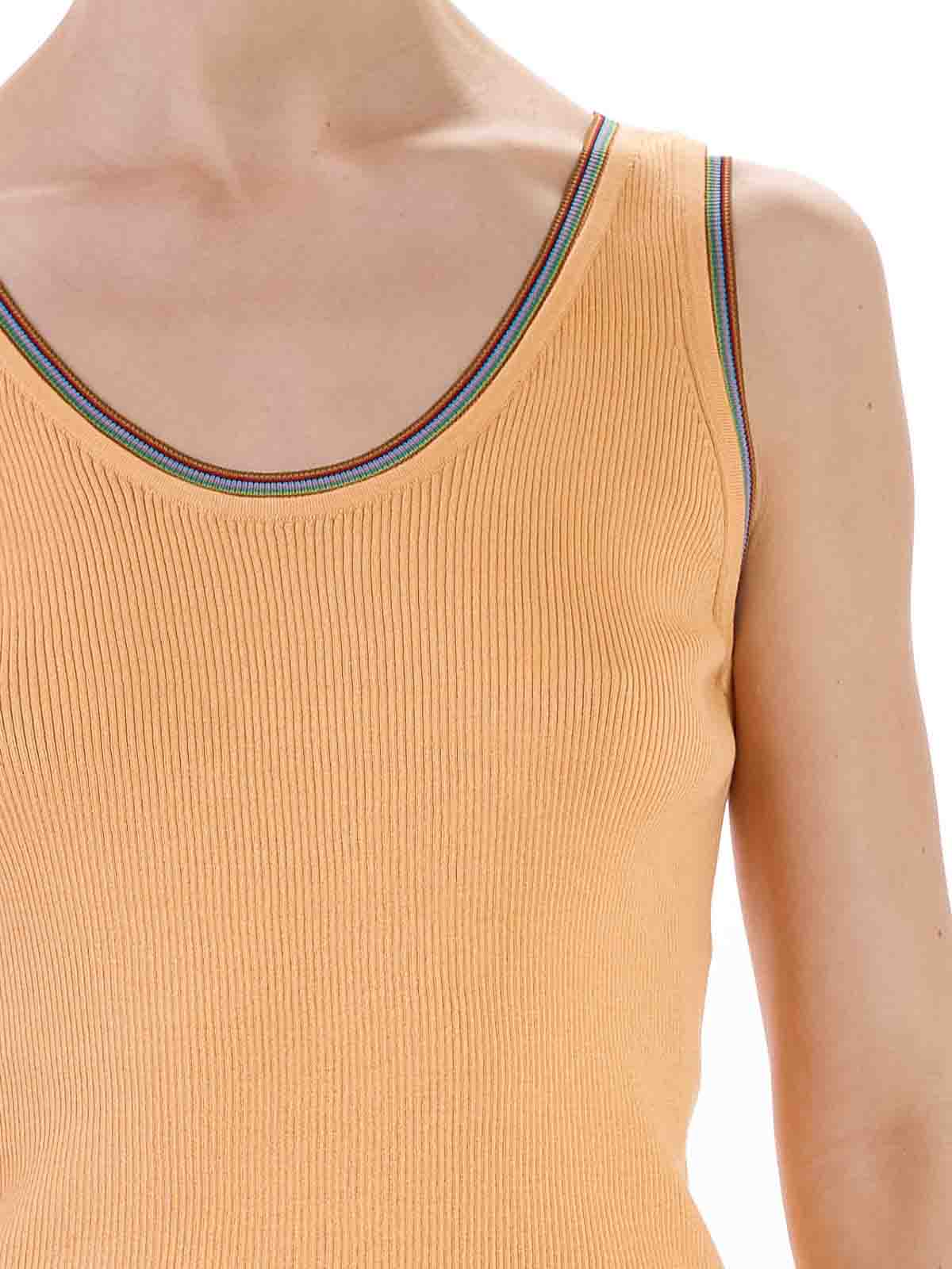 Paul Smith Top In Maglia Bordo Riga Ps In Orange